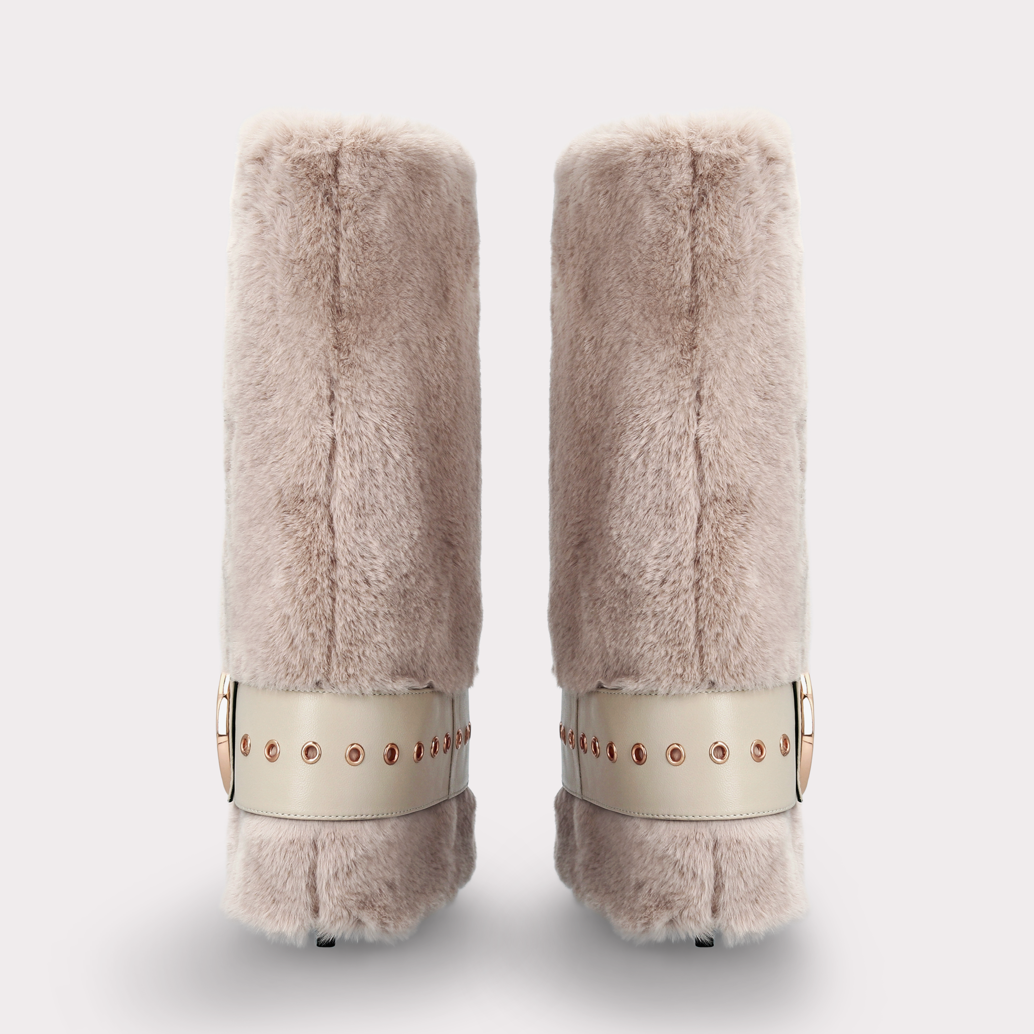 ADELE 03 BEIGE FUR AND BEIGE SMOOTH LEATHER SANDALS