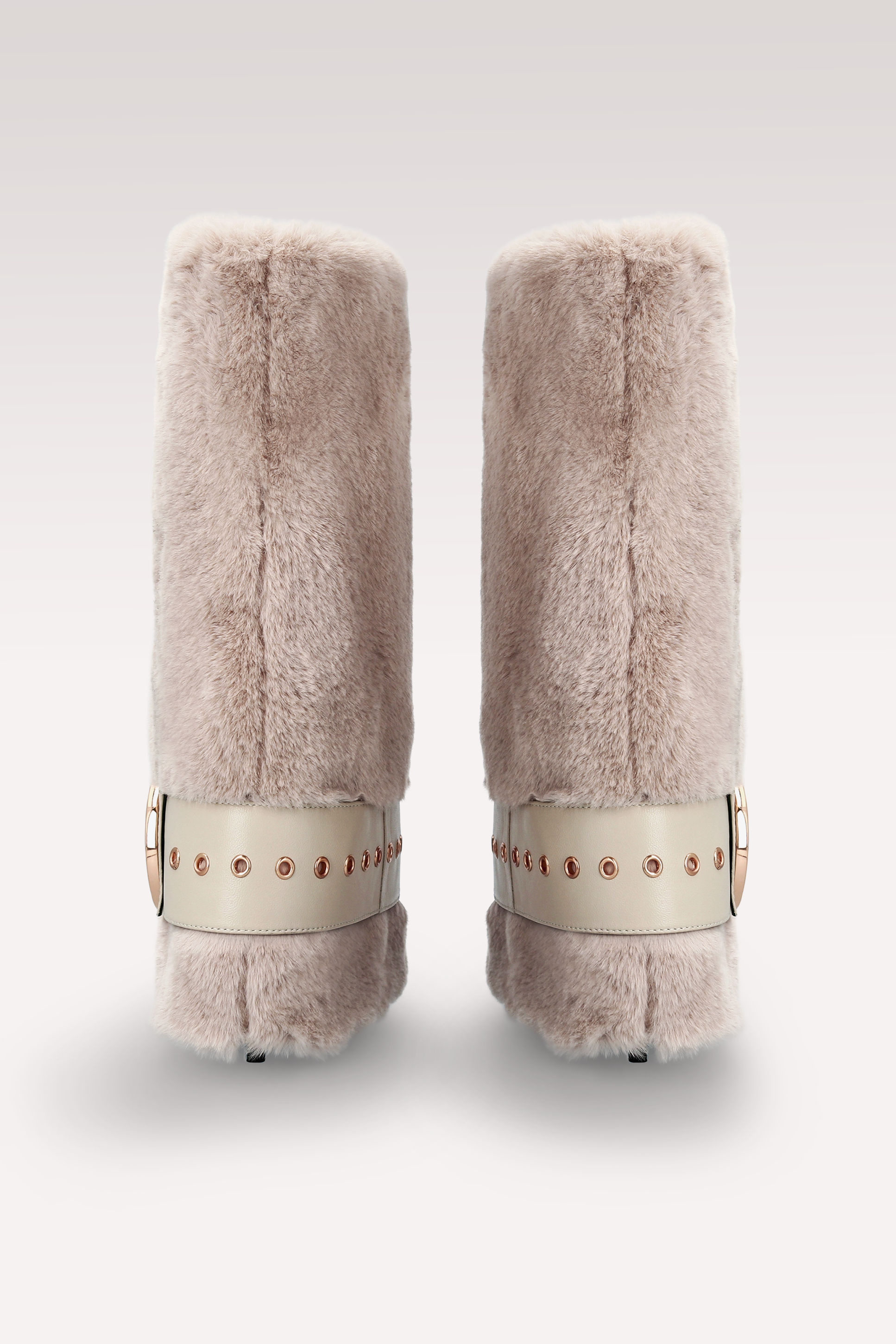 ADELE 03 BEIGE FUR AND BEIGE SMOOTH LEATHER SANDALS