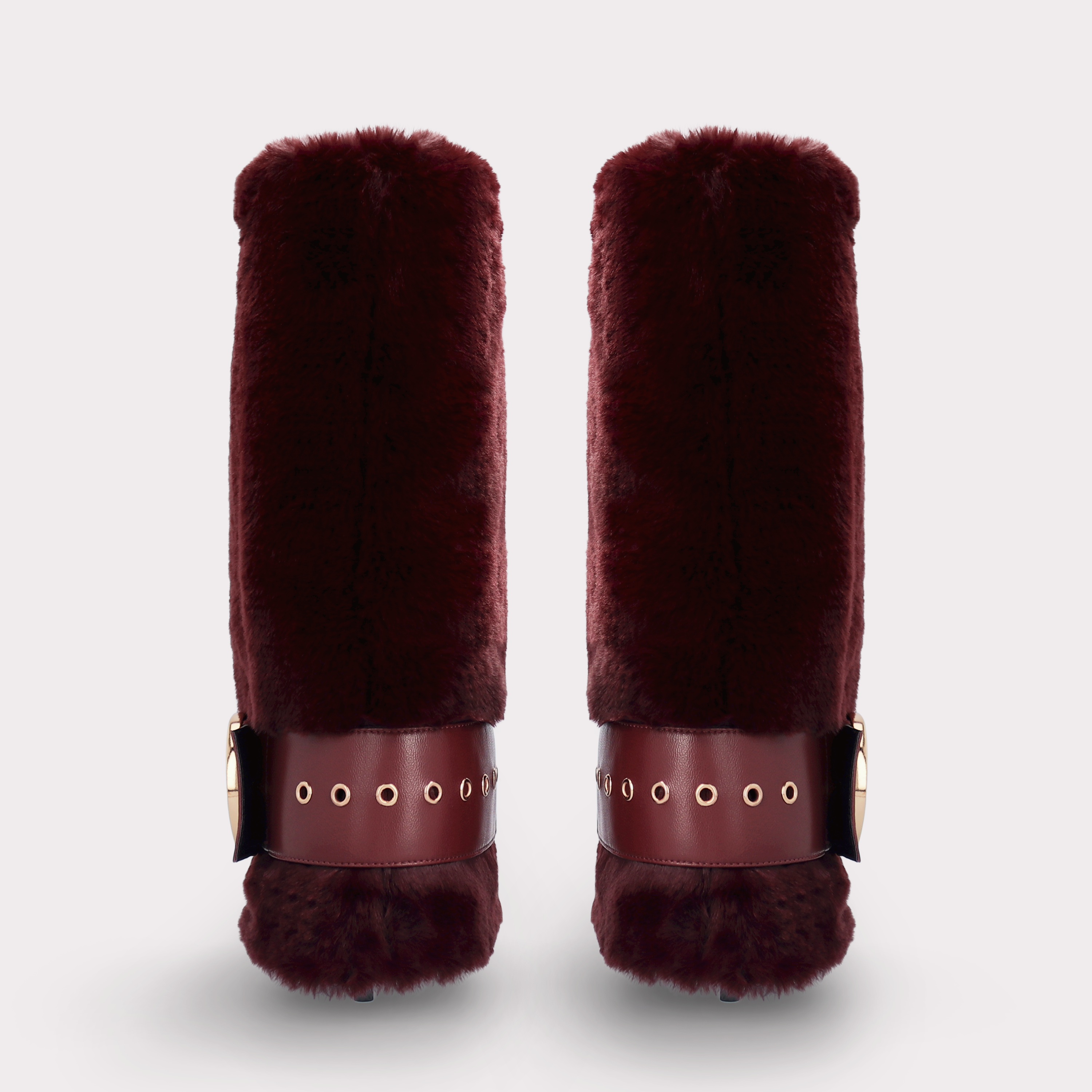 ADELE 03 BURGUNDY FUR AND BURGUNDY SMOOTH LEATHER SANDALS