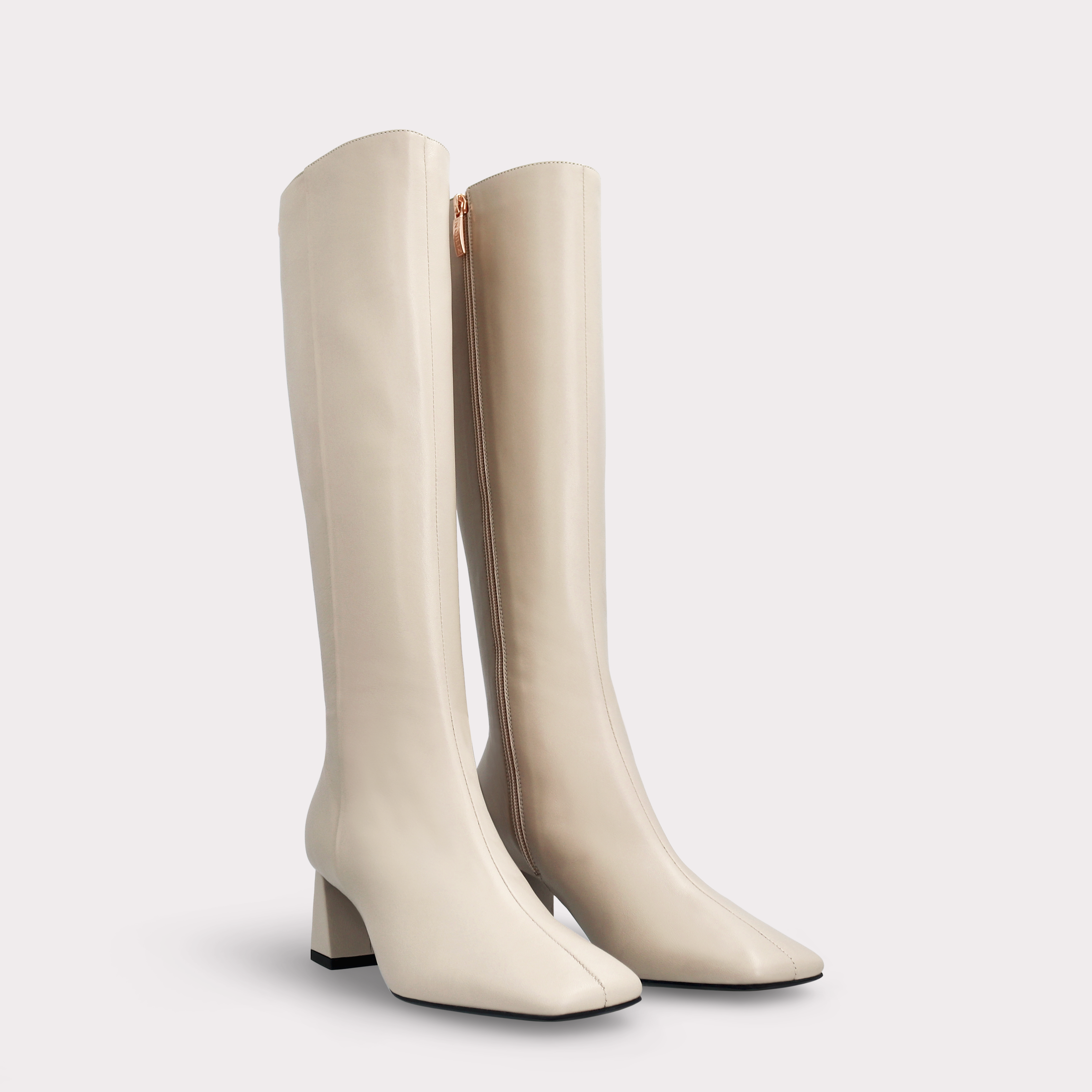 GENNY 03 BEIGE SMOOTH LEATHER BOOTS