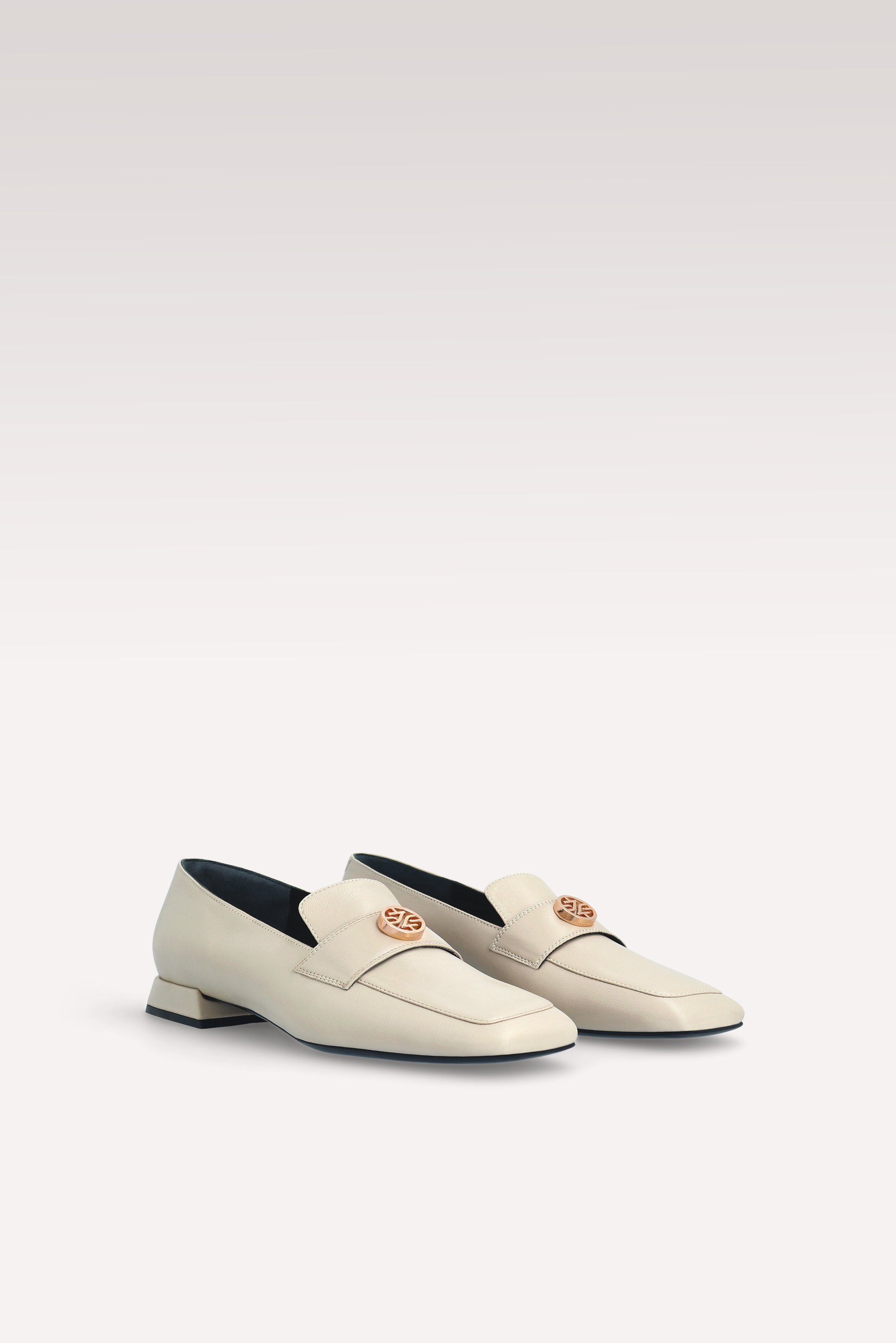 GILLY 03 BEIGE SMOOTH LEATHER LOAFERS