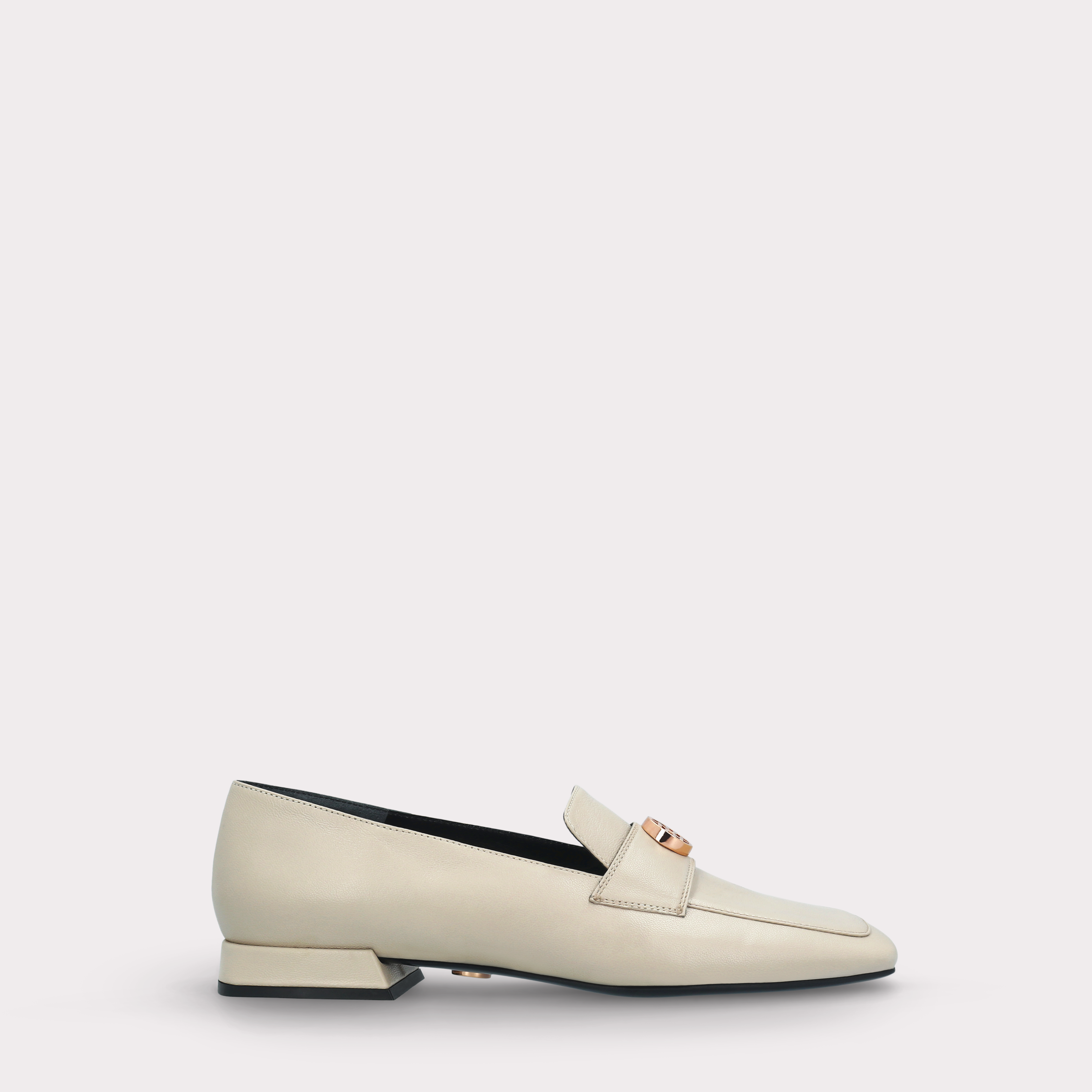 GILLY 03 BEIGE SMOOTH LEATHER LOAFERS