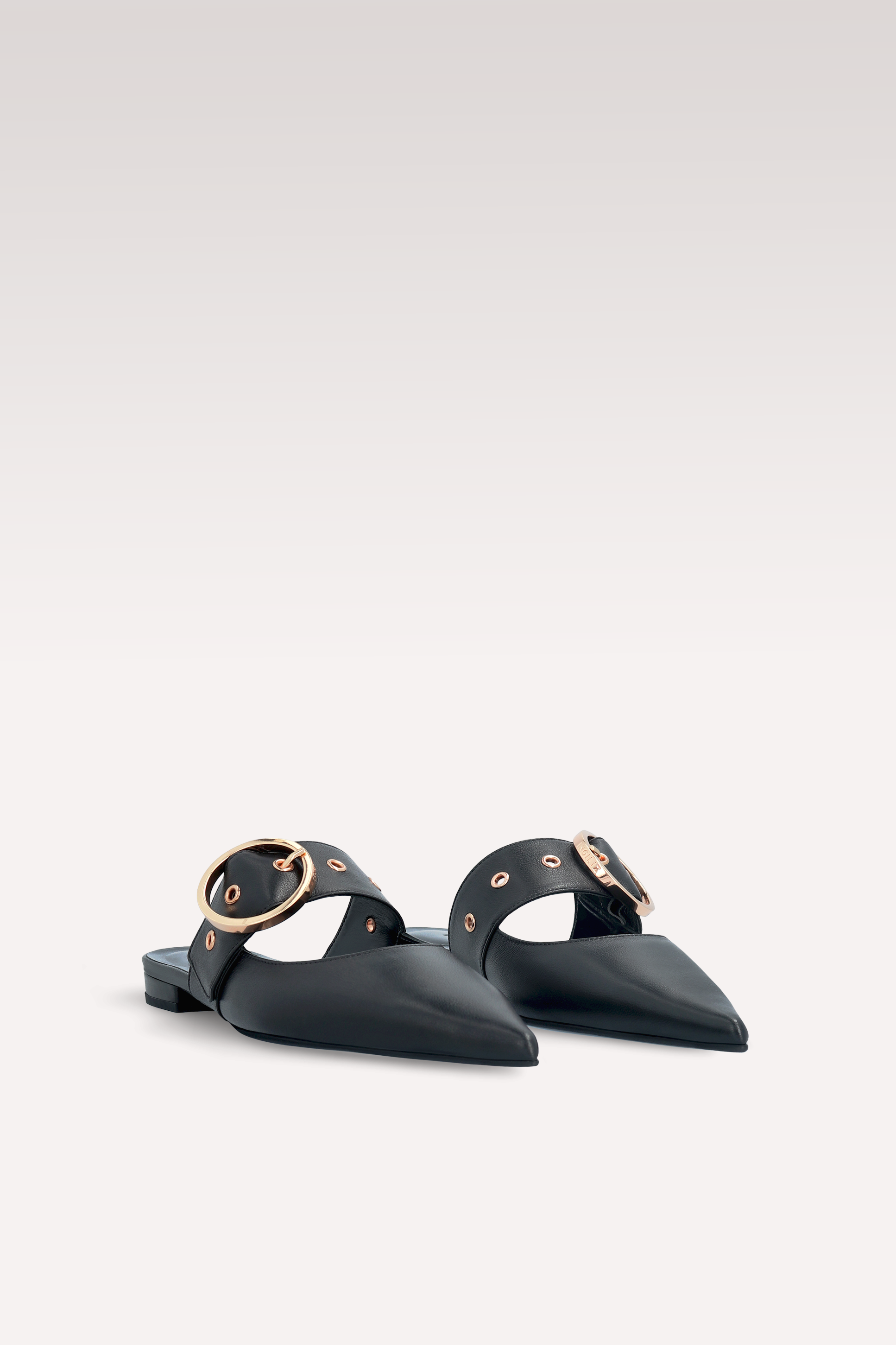 MAISIE BLACK LEATHER MULES