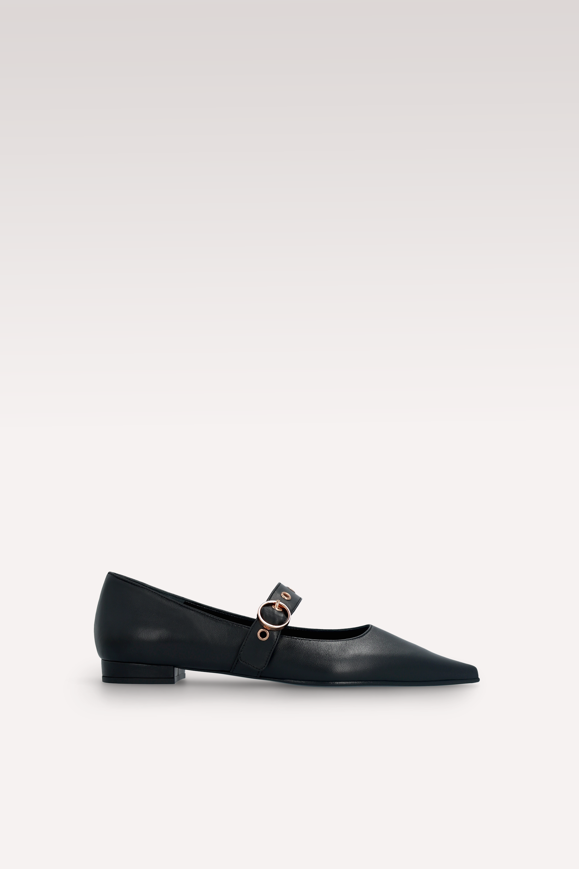 MAGGIE BLACK LEATHER BALLERINAS