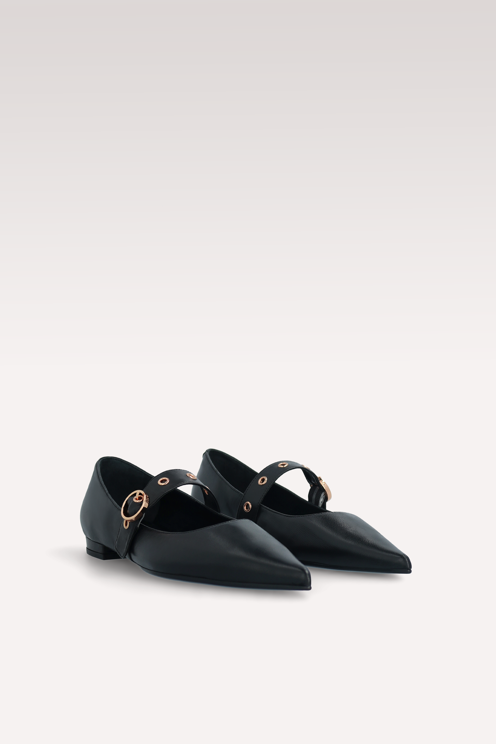 MAGGIE BLACK LEATHER BALLERINAS