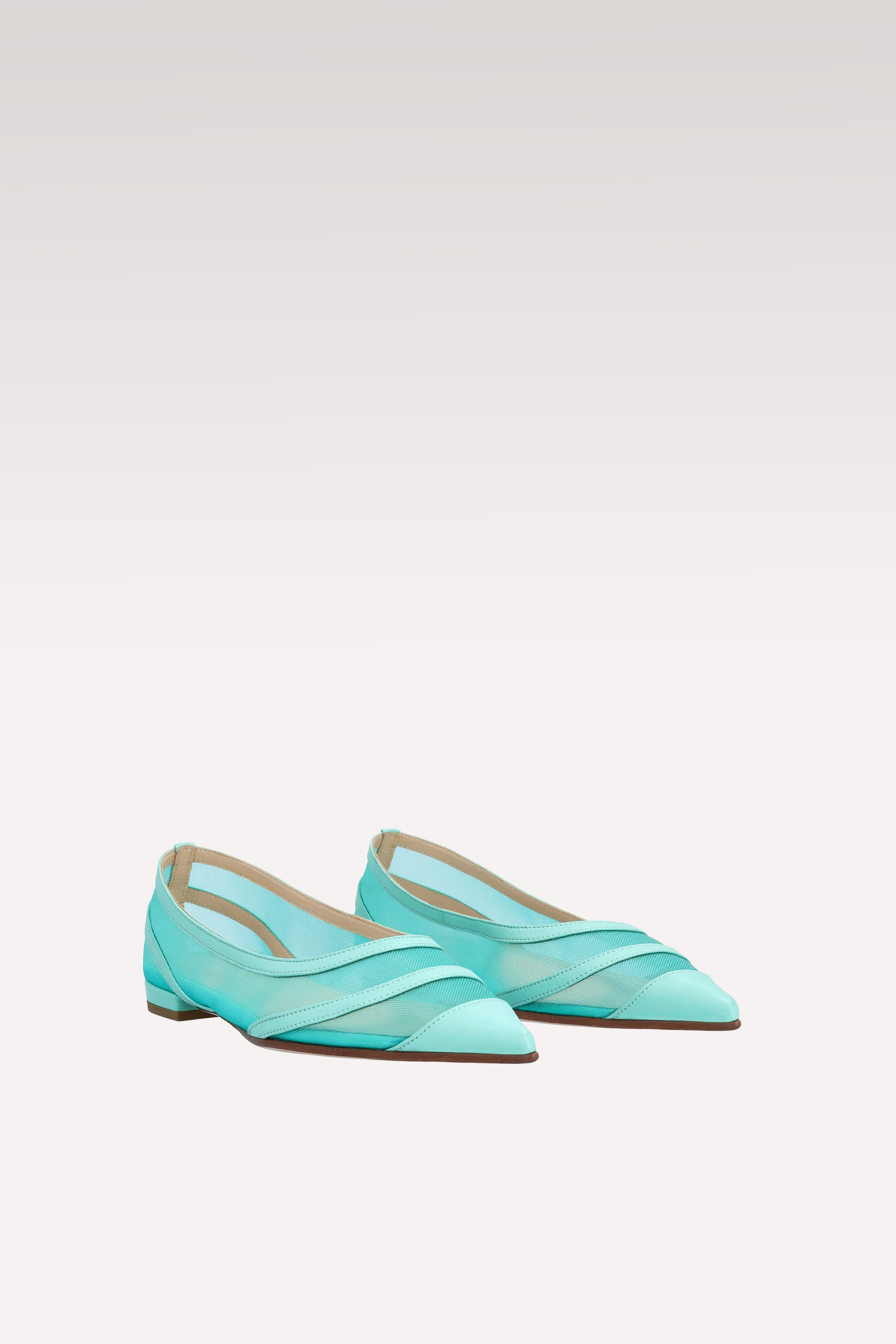 MAYA ICE GREEN LEATHER AND MESH BALLERINAS