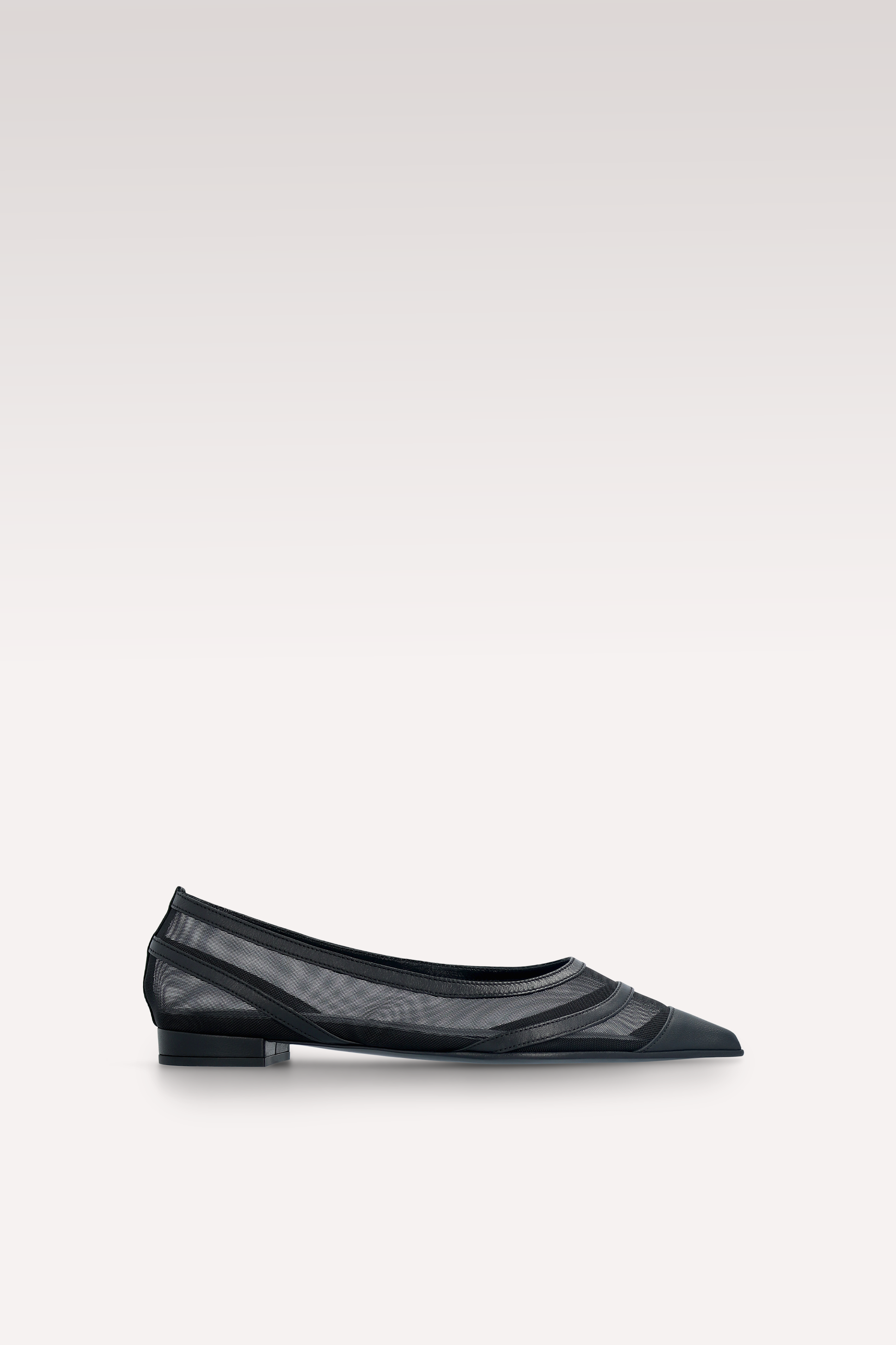 MAYA BLACK LEATHER AND MESH BALLERINAS