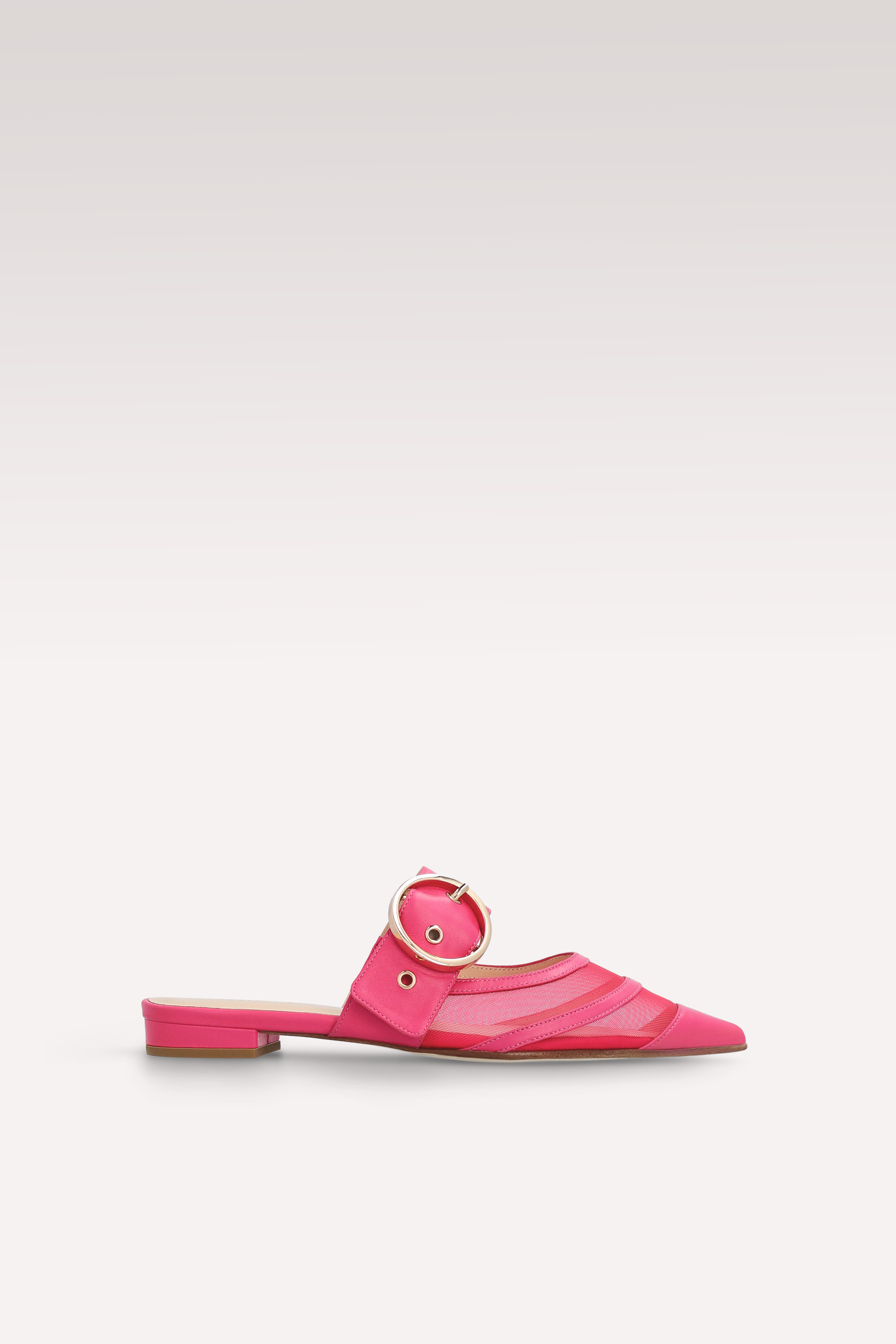 AMELIA CYCLAMEN LEATHER AND MESH MULES