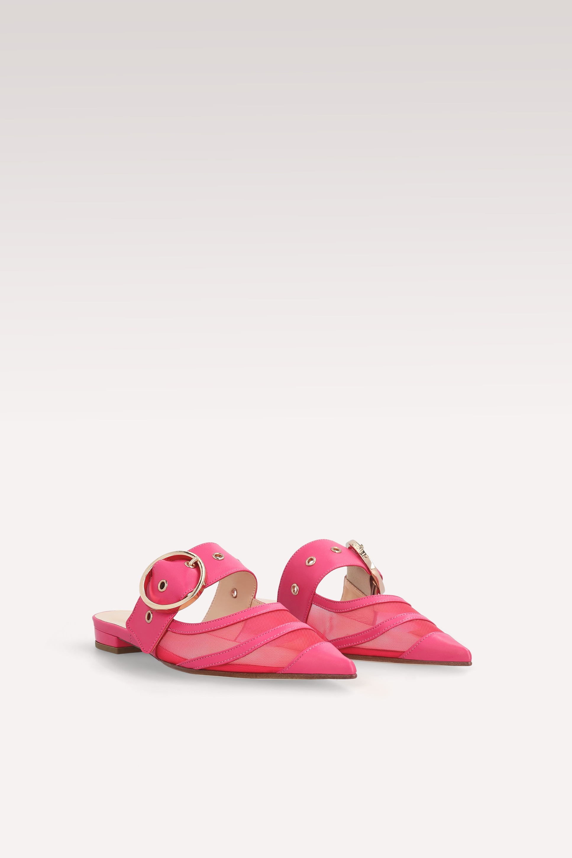 AMELIA CYCLAMEN LEATHER AND MESH MULES