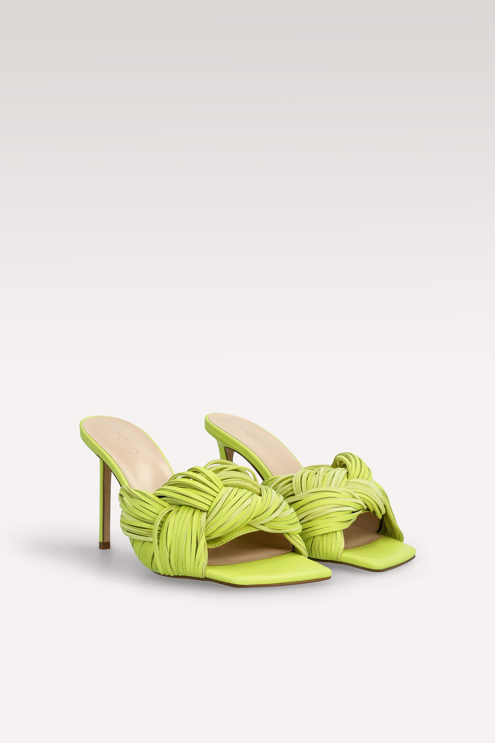 PENELOPE KIWI YELLOW LEATHER AND SUEDE MULES