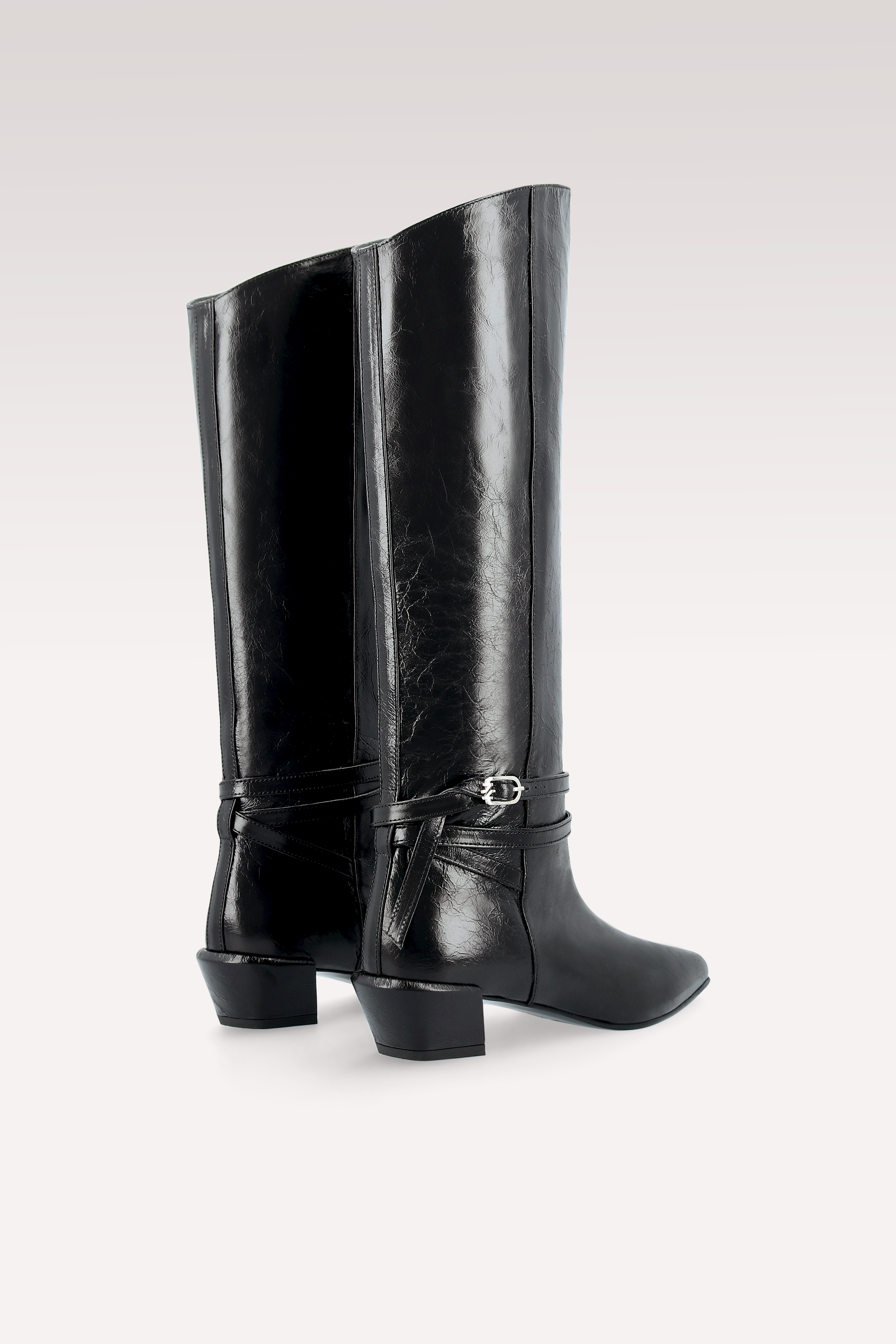 EMMA BLACK WRINKLED NAPPA LEATHER BOOTS
