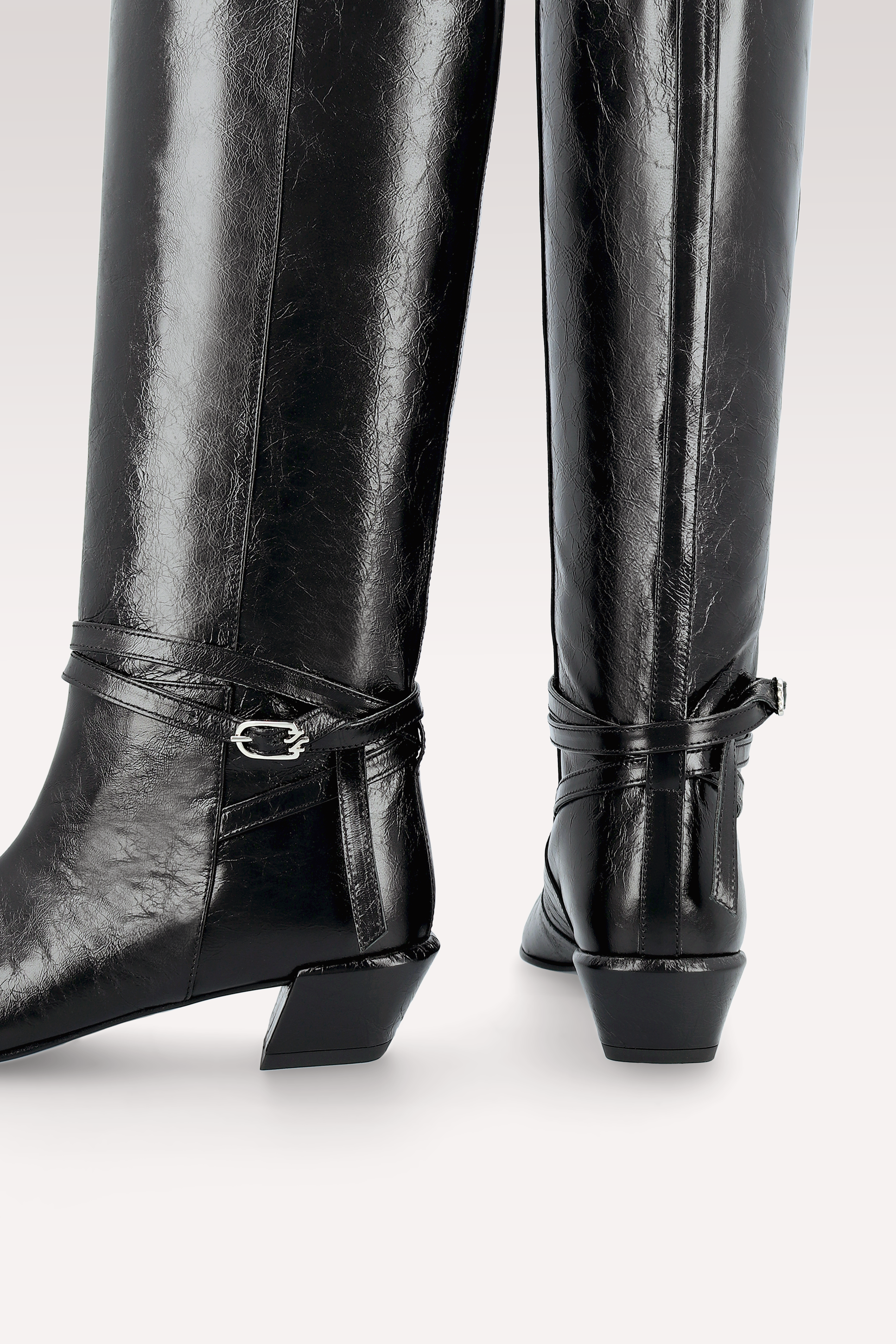 EMMA BLACK WRINKLED NAPPA LEATHER BOOTS