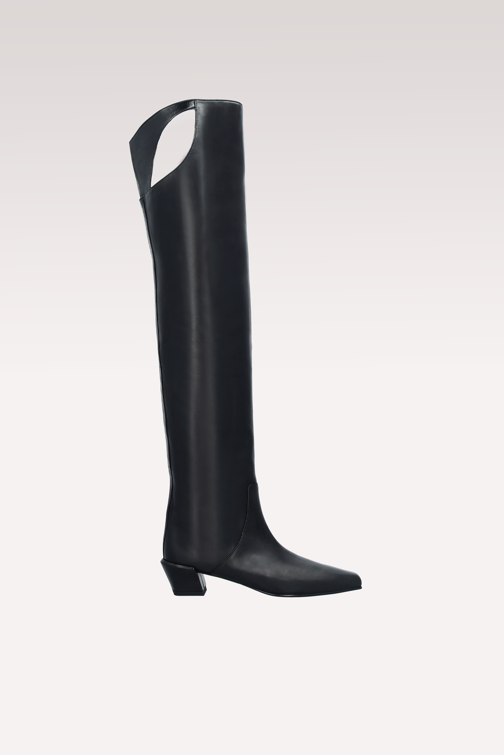 EDEN BLACK NAPPA LEATHER OVER KNEE BOOTS