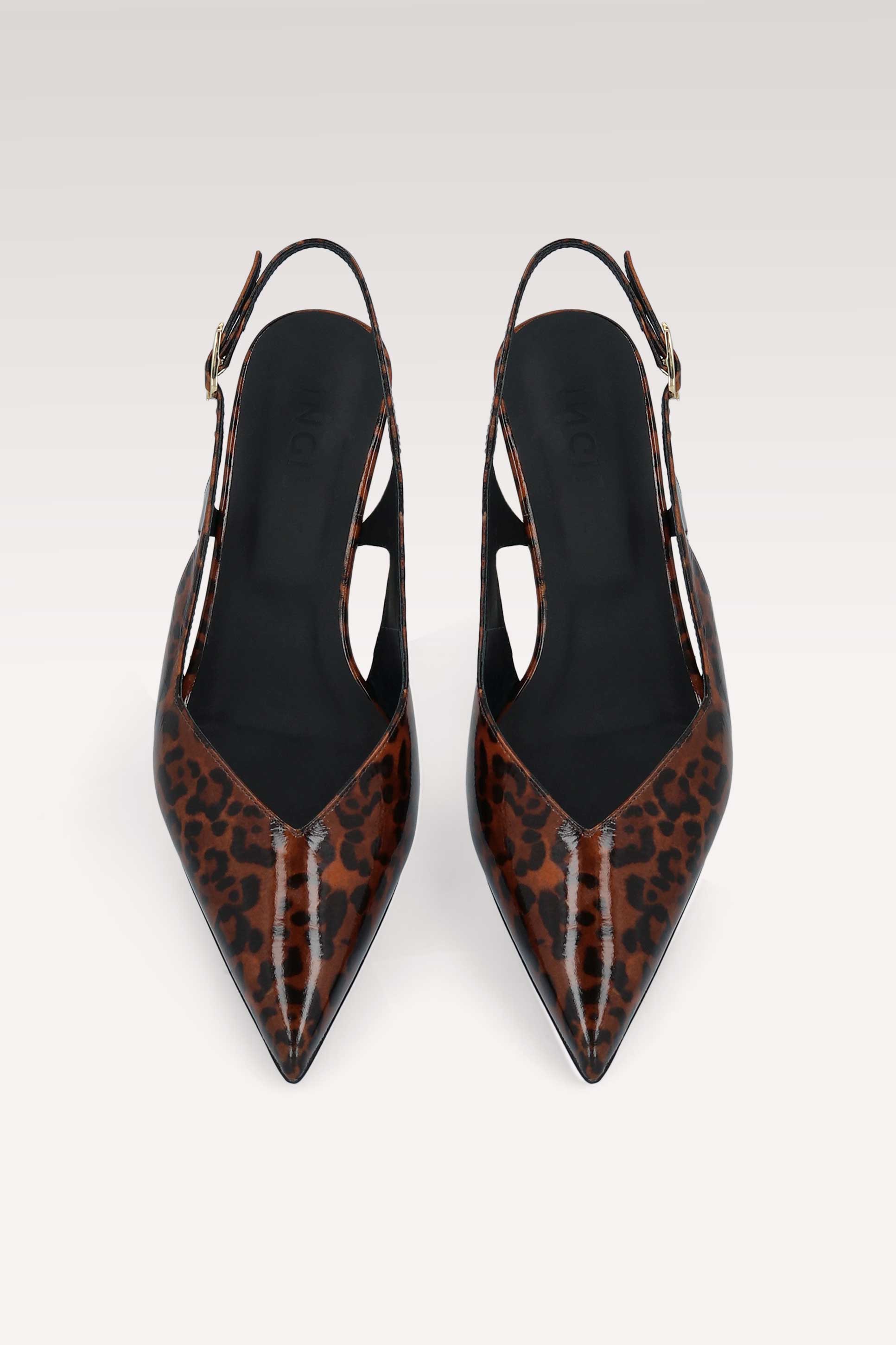 ORCHID BROWN LEOPARD PRINT LEATHER SLINGBACK PUMPS