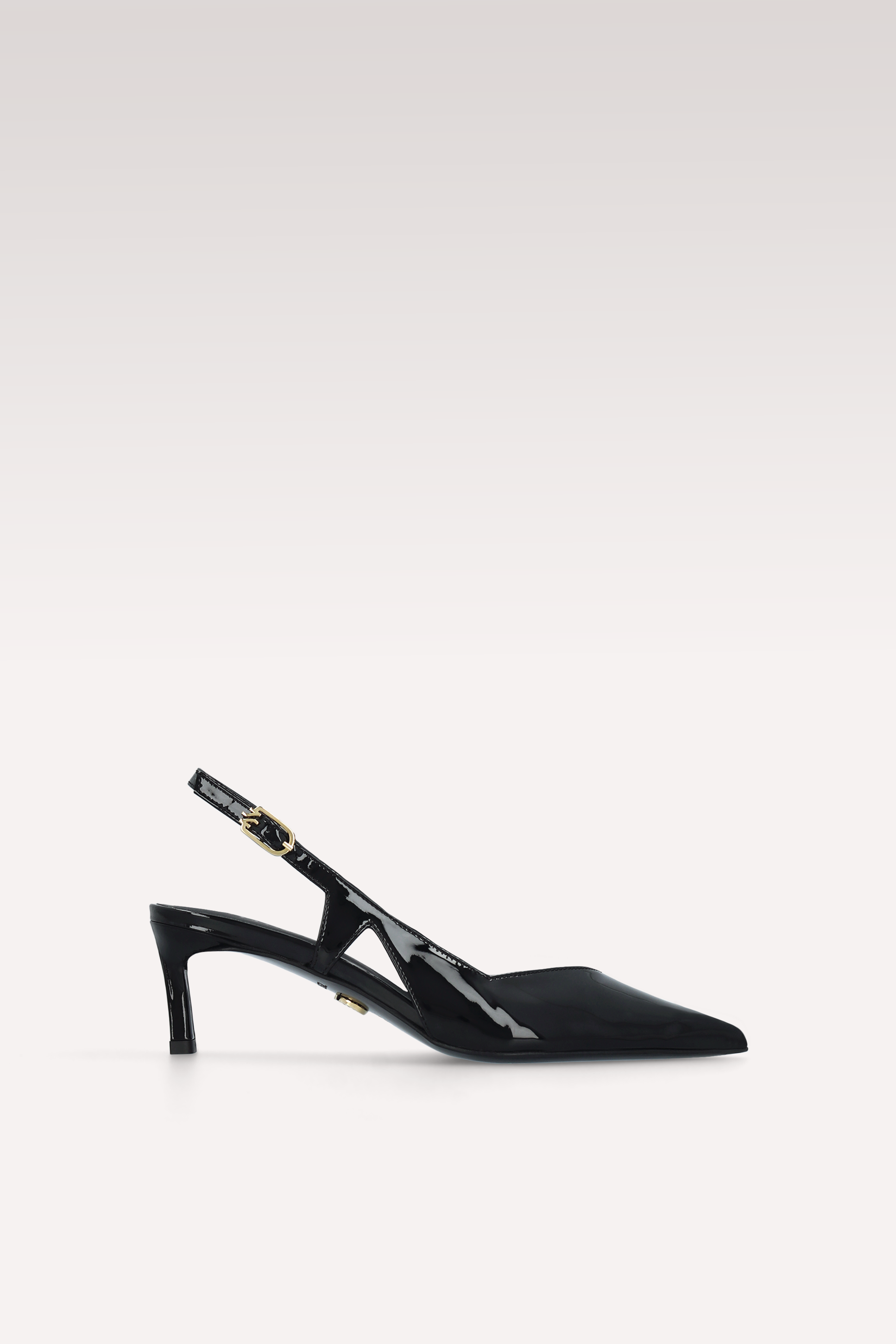ORCHID BLACK PATENT LEATHER SLINGBACK PUMPS