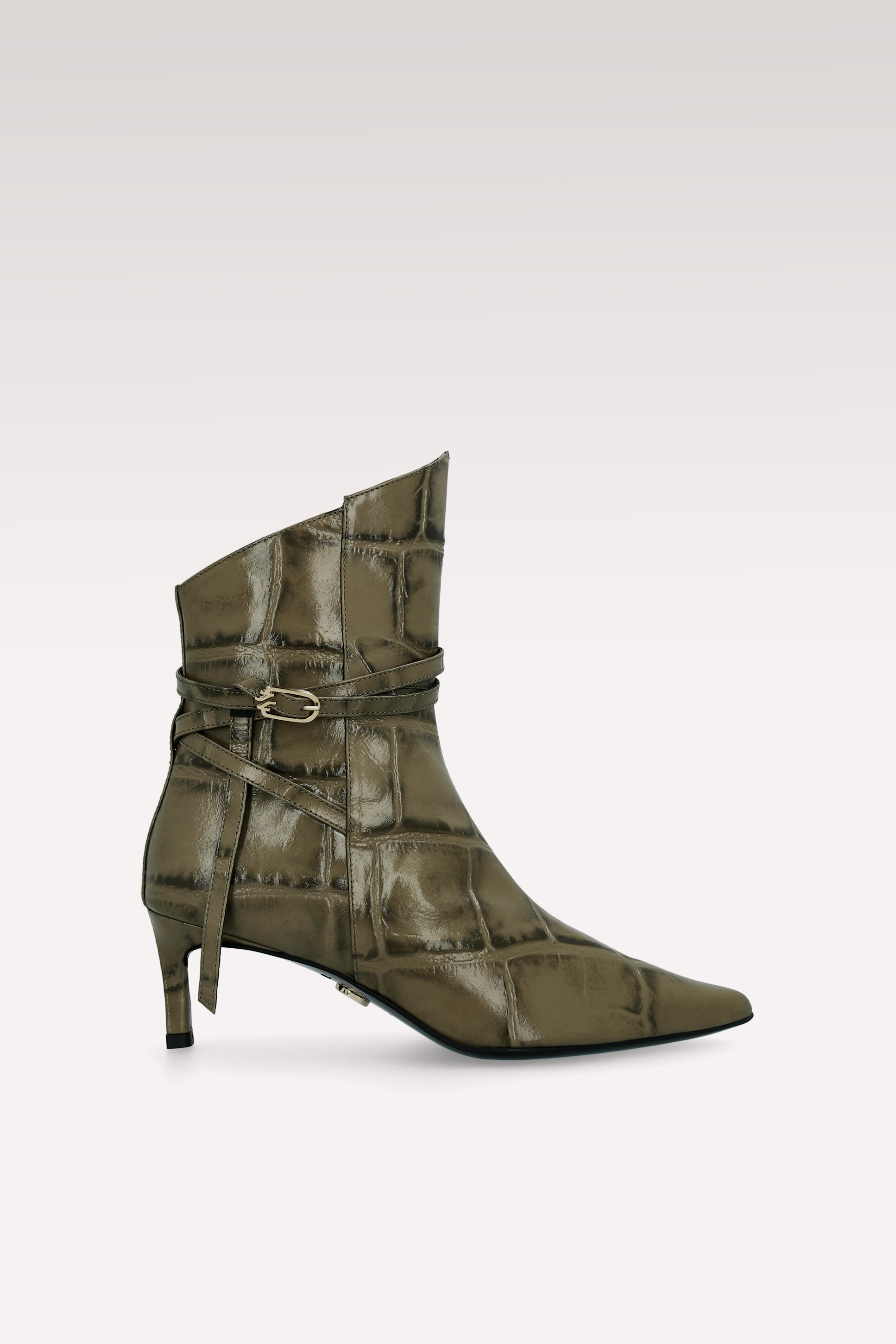 ORIANA OLIVIE COCCO EMBOSSED LEATHER ANKLE BOOTS