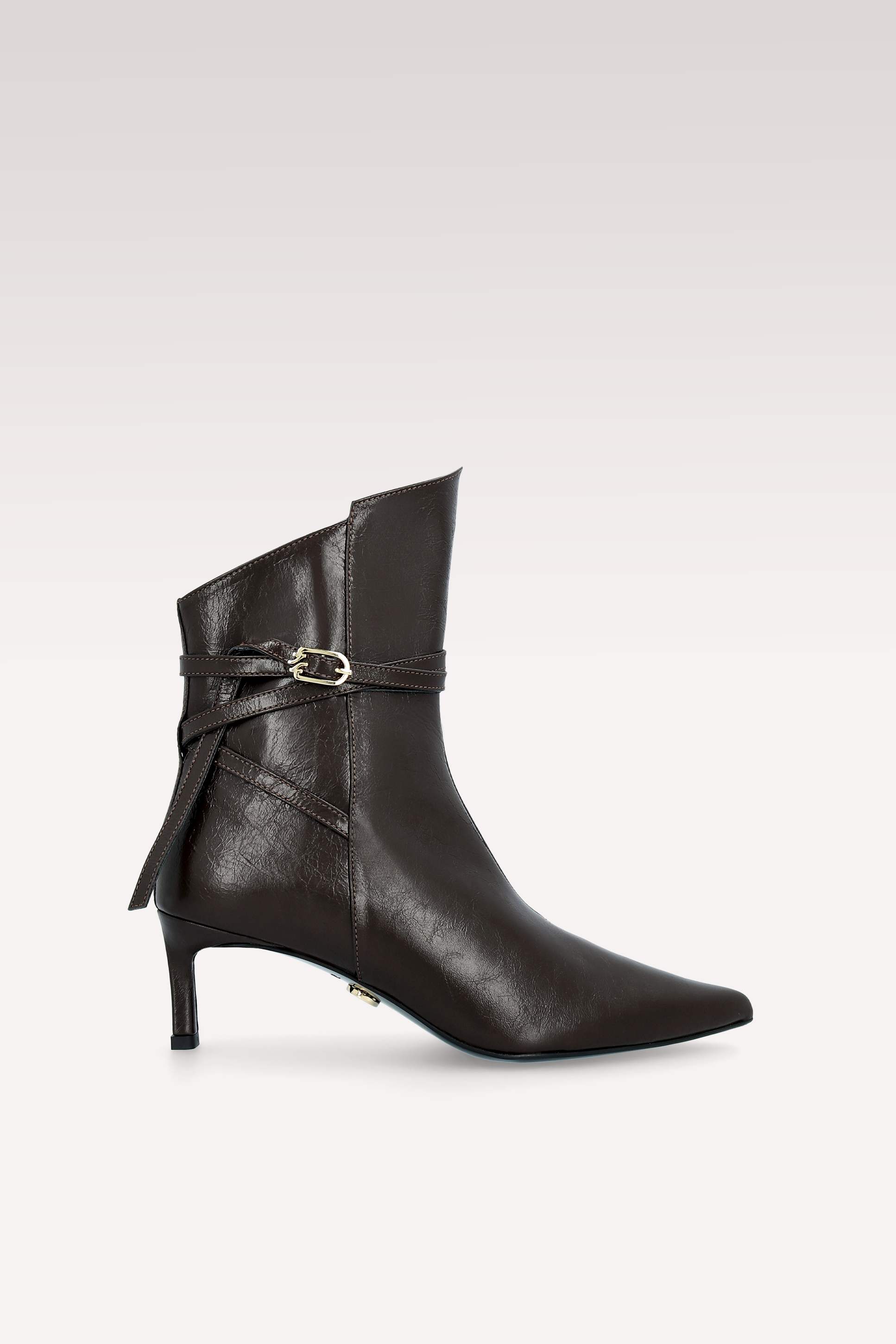 ORIANA BROWN WRINKLED NAPPA LEATHER ANKLE BOOTS
