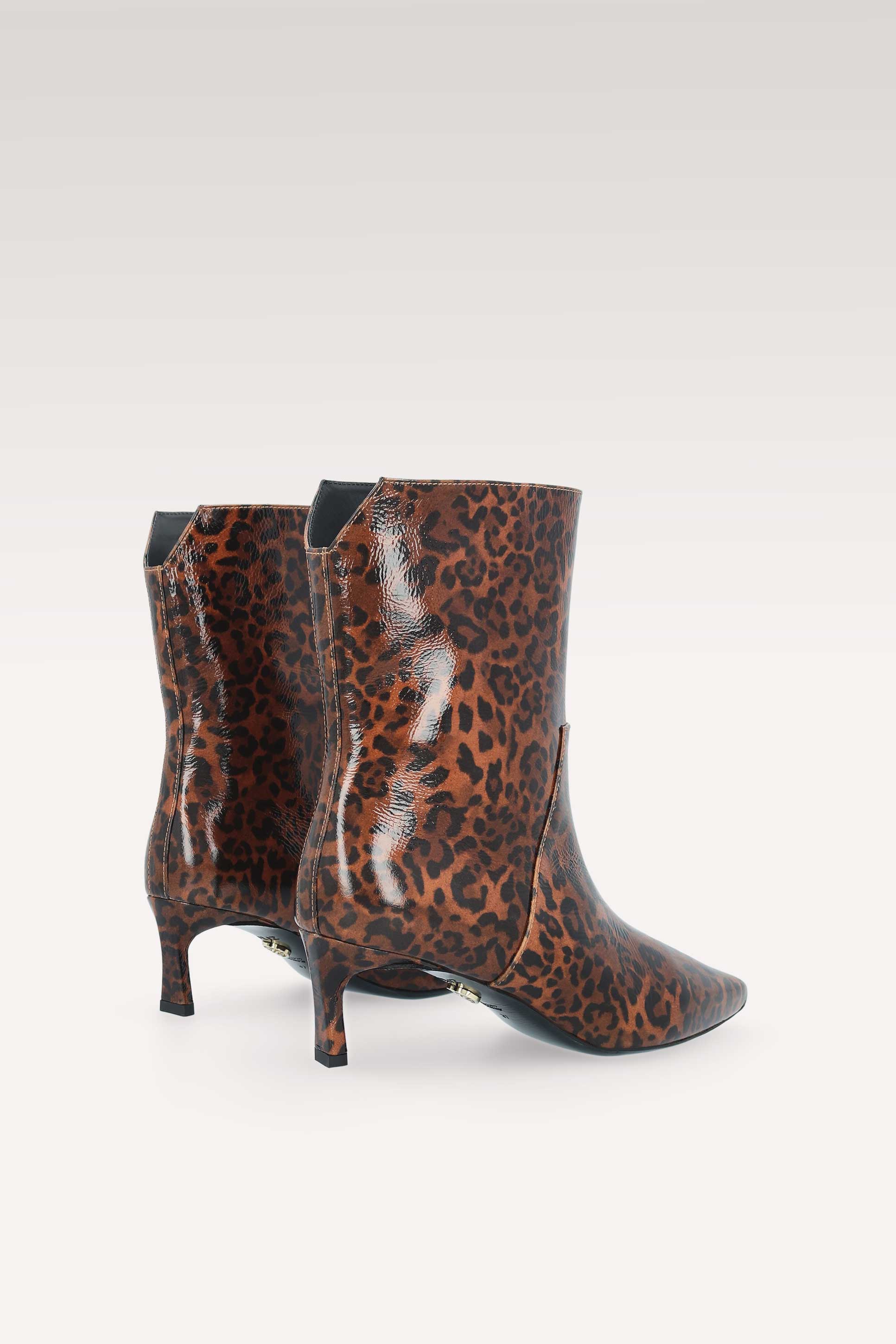 ODETTE BROWN LEOPARD PRINT LEATHER ANKLE BOOTS