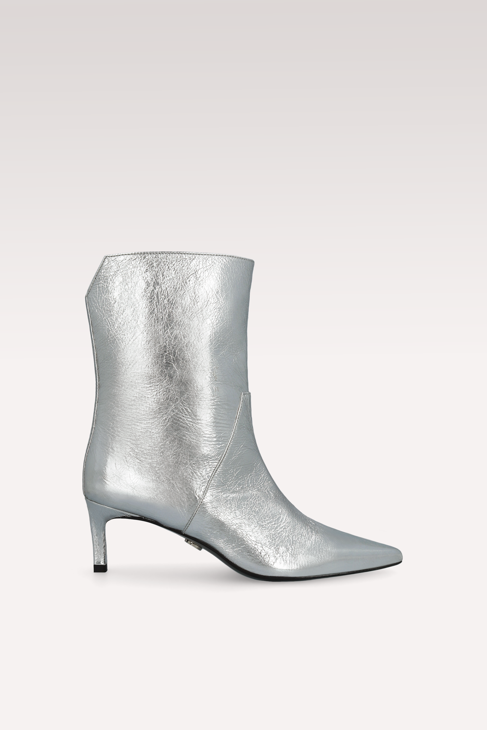 ODETTE SILVER METALLIC WRINKLED LEATHER ANKLE BOOTS