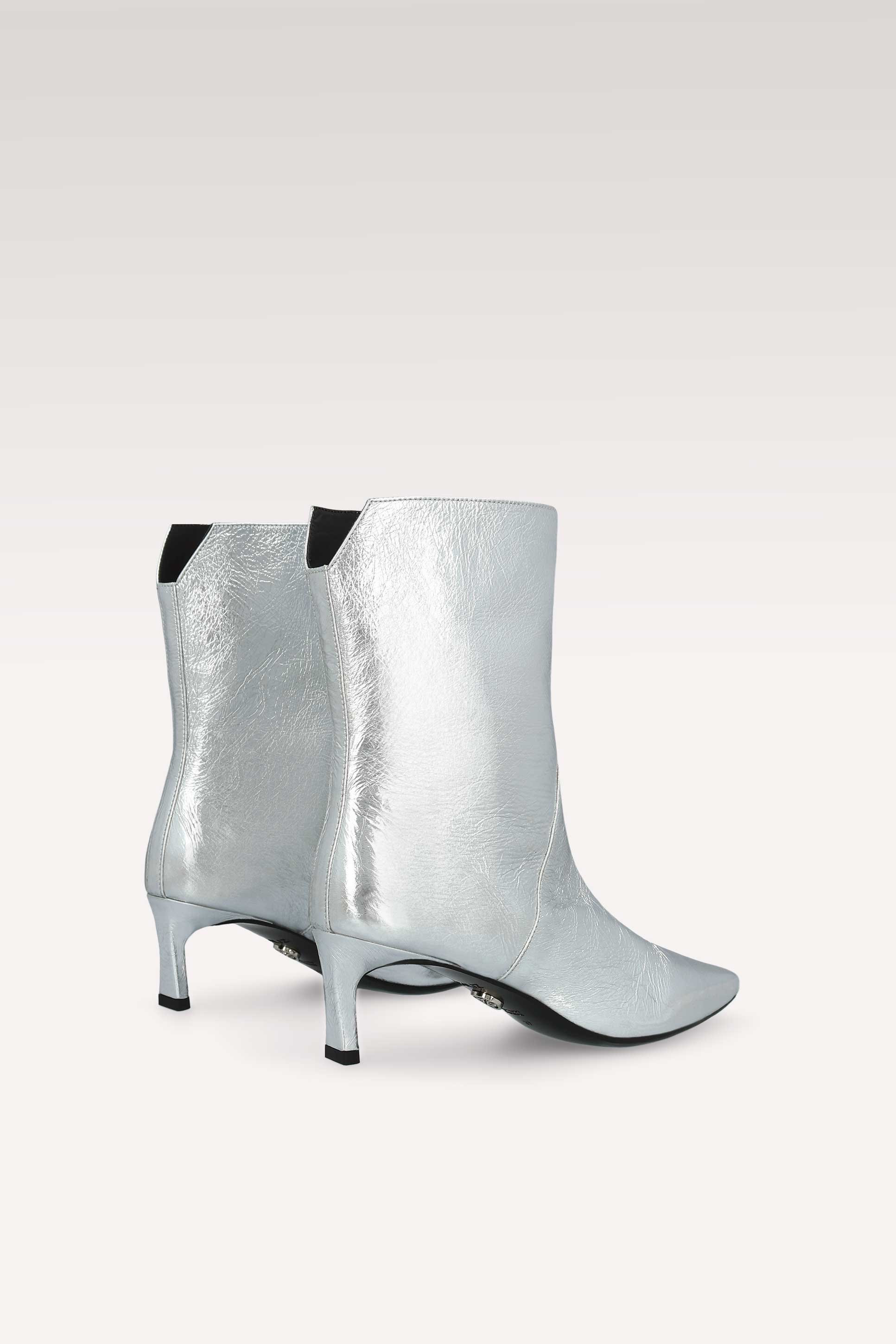 ODETTE SILVER METALLIC WRINKLED LEATHER ANKLE BOOTS