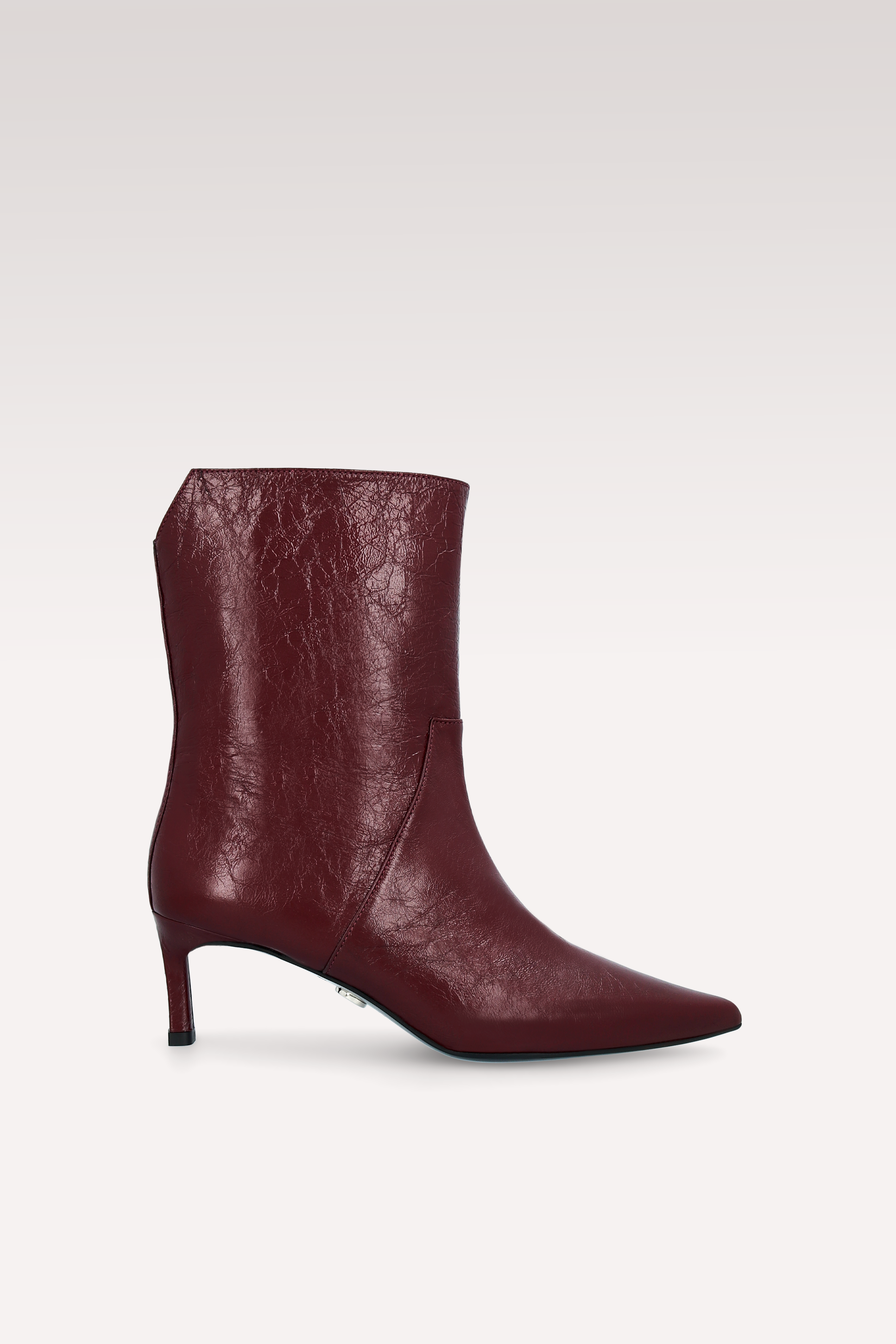 ODETTE CHERRY WRINKLED NAPPA LEATHER ANKLE BOOTS