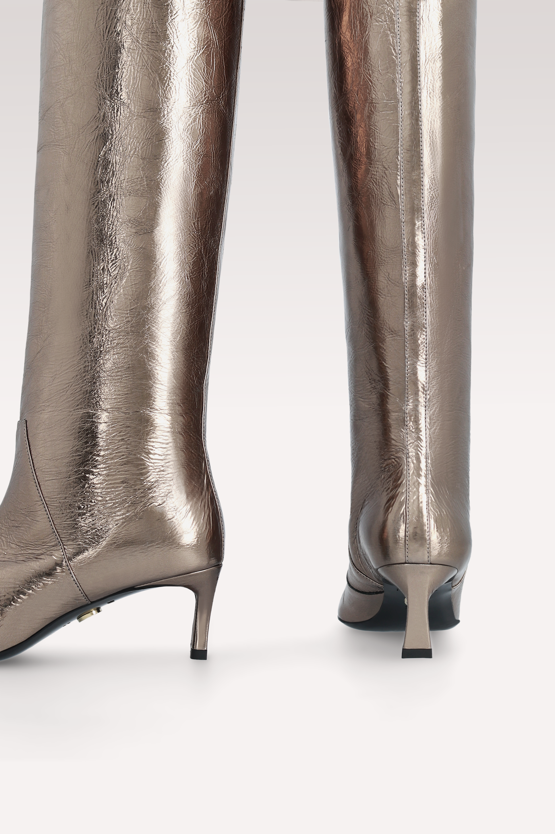 OLGA BRASS METALLIC WRINKLED LEATHER BOOTS
