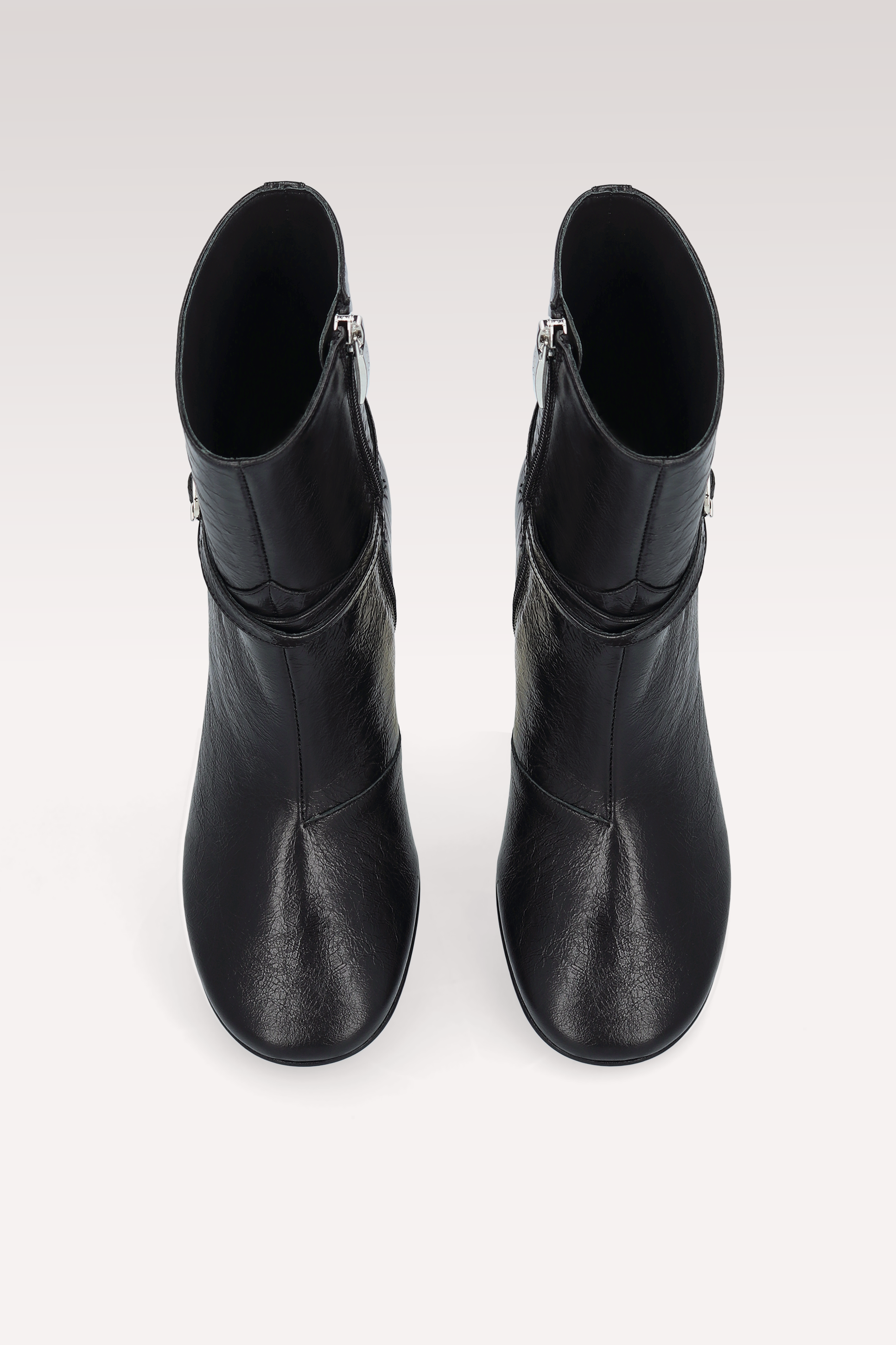ZELDA BLACK WRINKLED NAPPA LEATHER ANKLE BOOTS