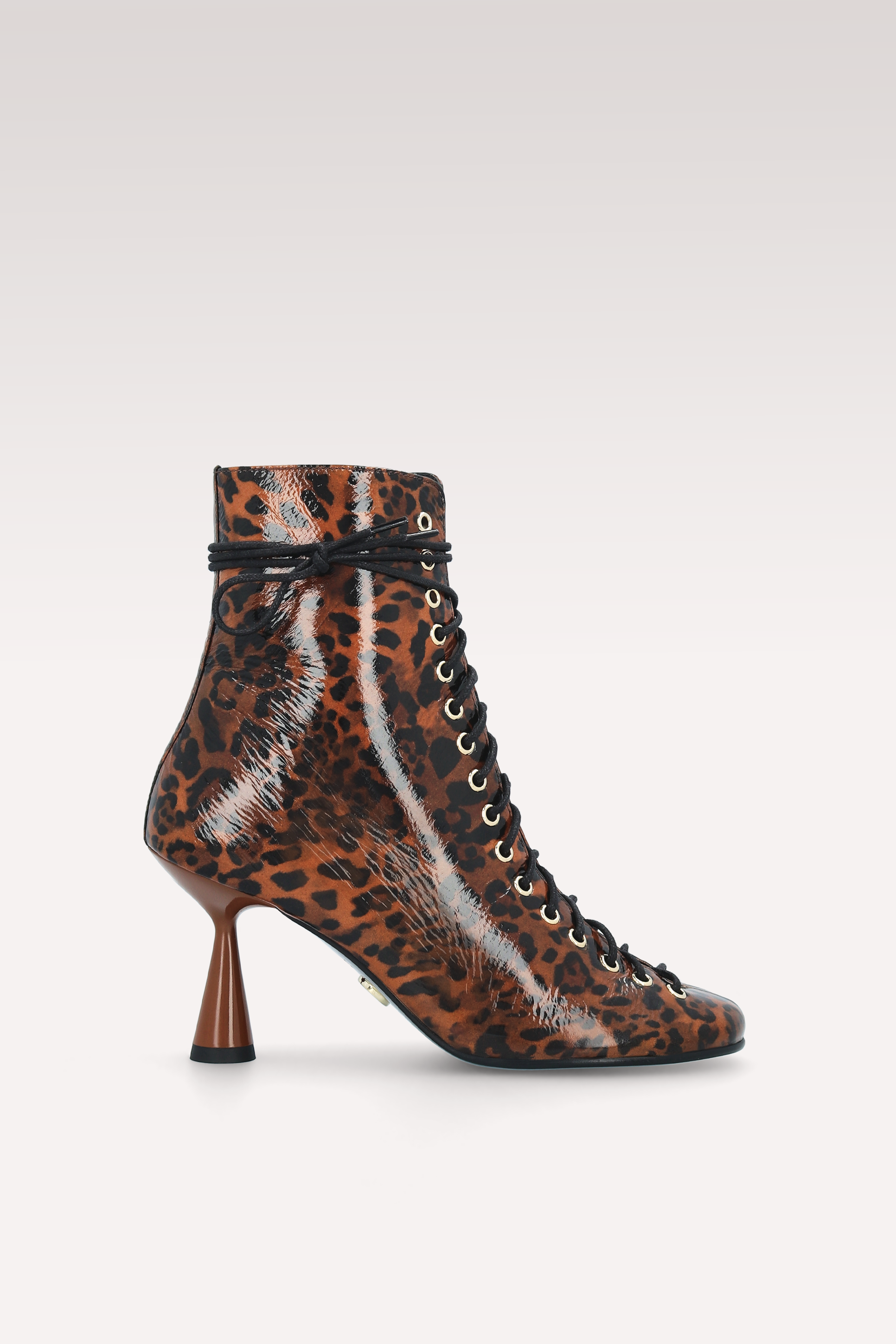 ZOE BROWN LEOPARD PRINT LEATHER ANKLE BOOTS