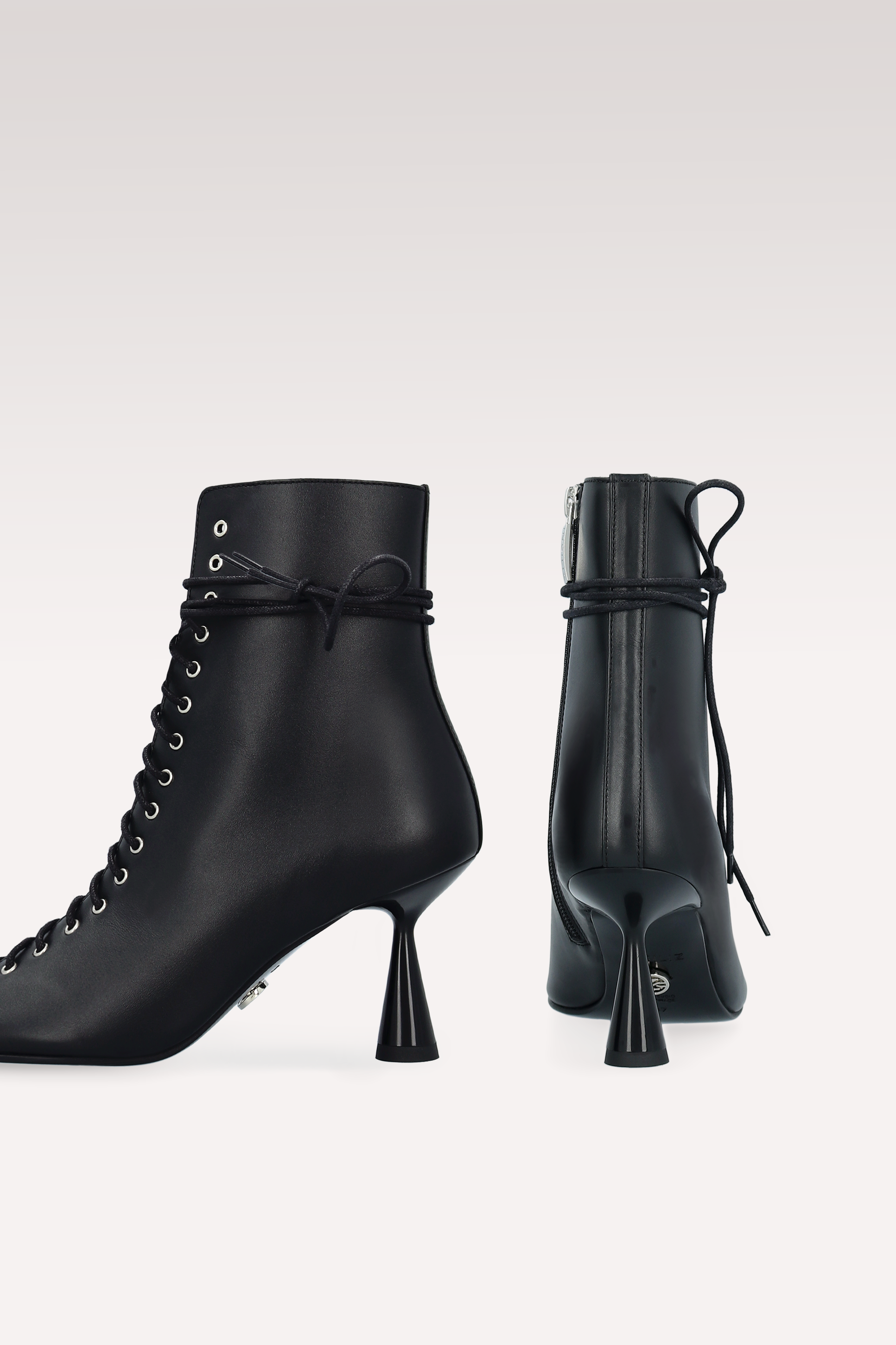 ZOE BLACK NAPPA LEATHER ANKLE BOOTS