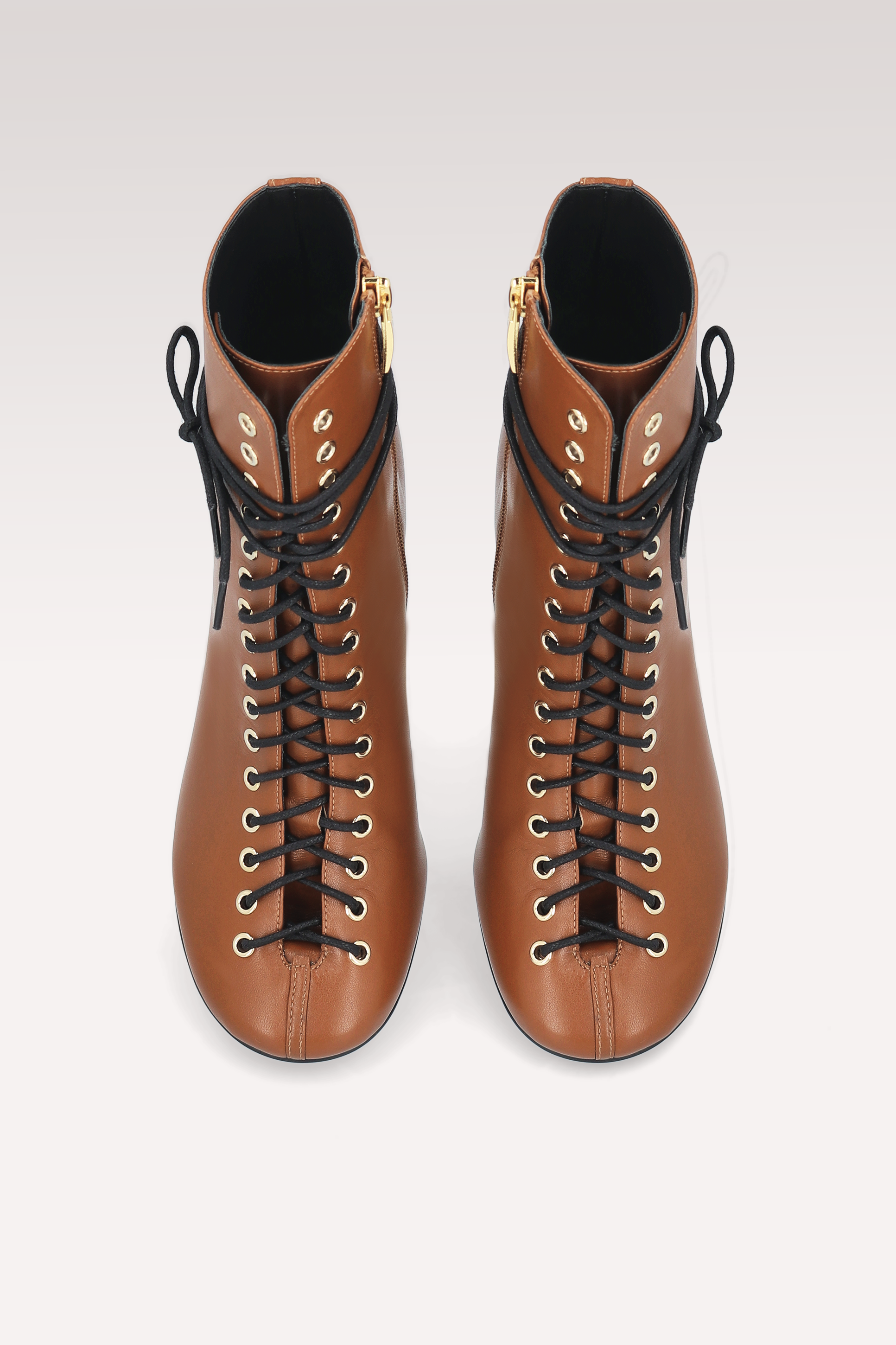 ZOE BROWN NAPPA LEATHER ANKLE BOOTS