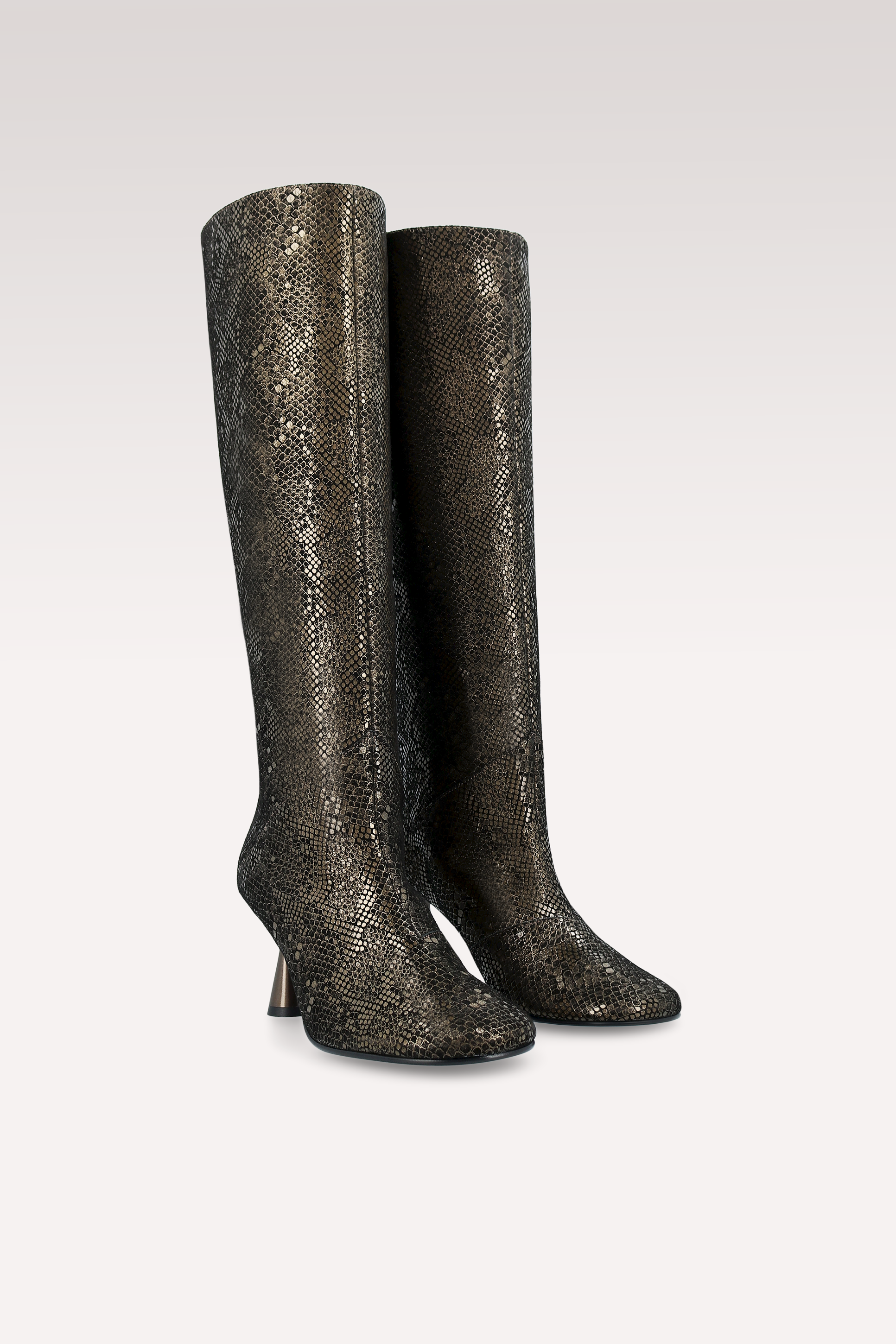 ZIGGY GOLDEN PYTHON PRINT LEATHER BOOTS