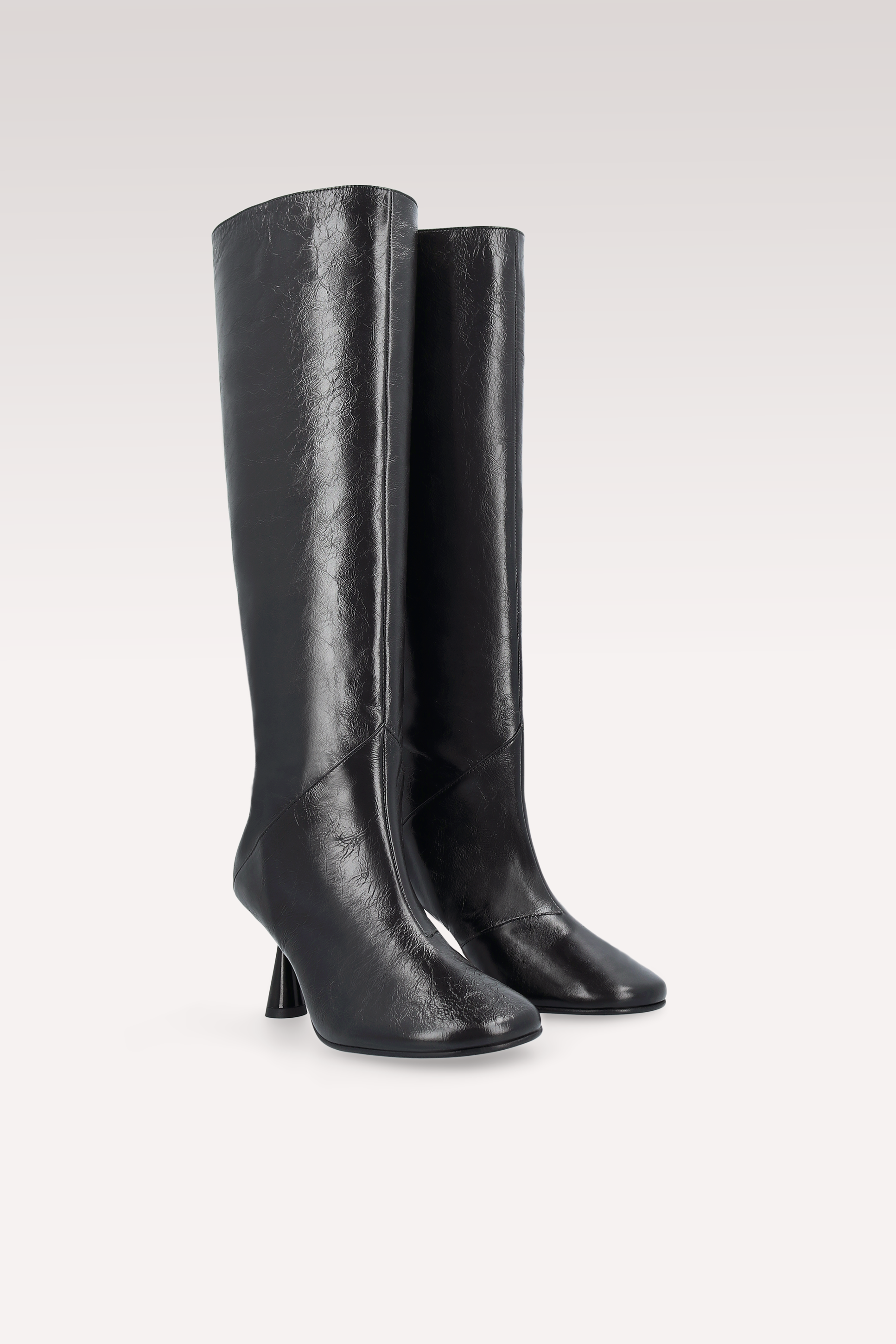 ZIGGY BLACK WRINKLED NAPPA LEATHER BOOTS