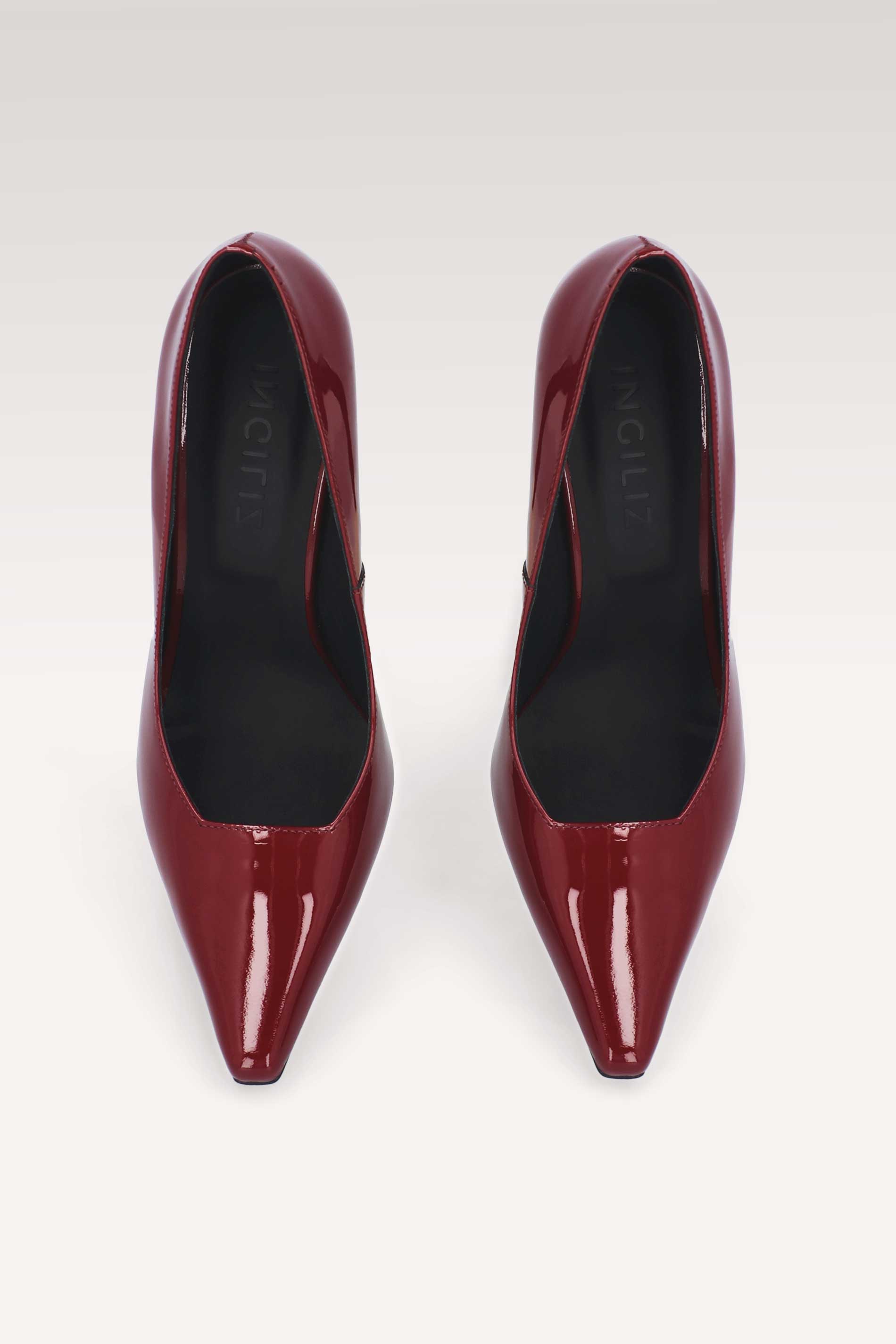 NAOMI CHERRY PATENT LEATHER PUMPS