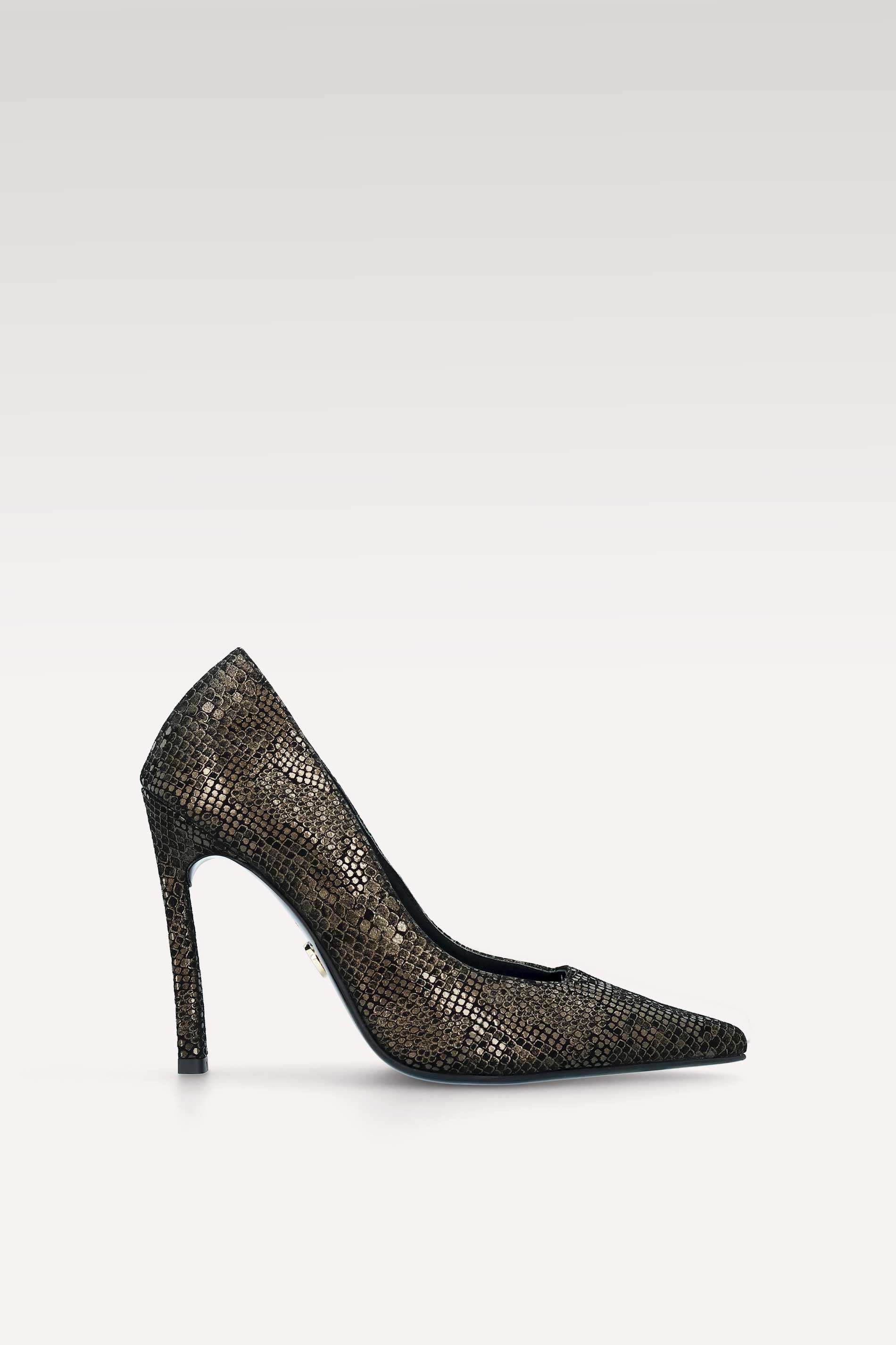 NAOMI GOLDEN PYTHON PRINT LEATHER PUMPS