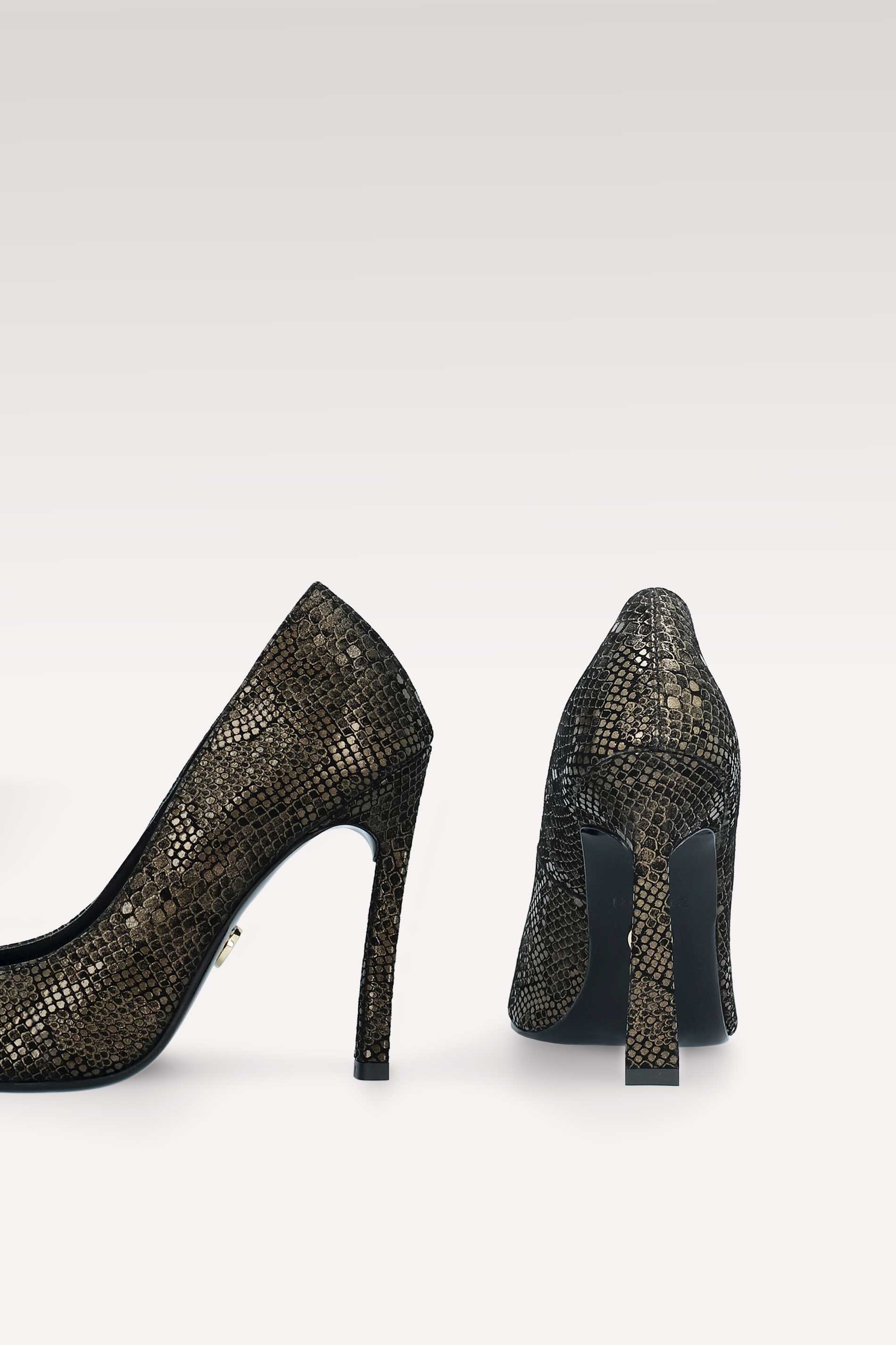 NAOMI GOLDEN PYTHON PRINT LEATHER PUMPS