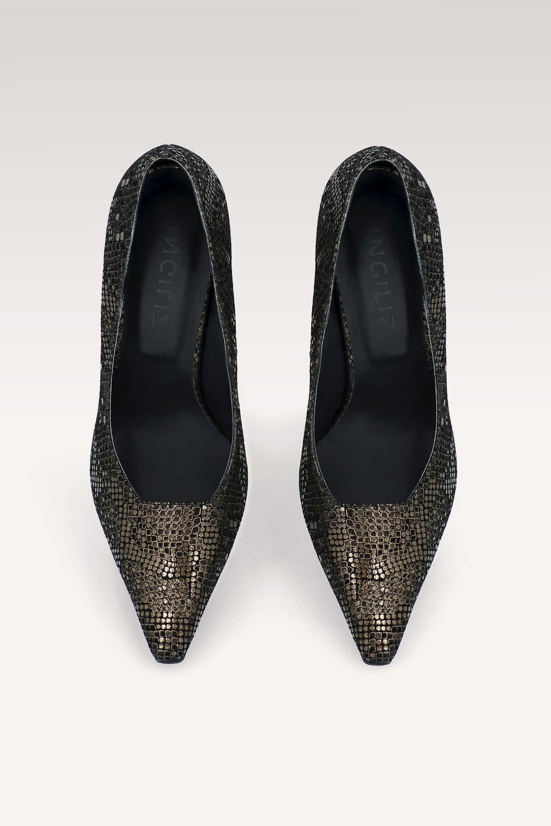 NAOMI GOLDEN PYTHON PRINT LEATHER PUMPS