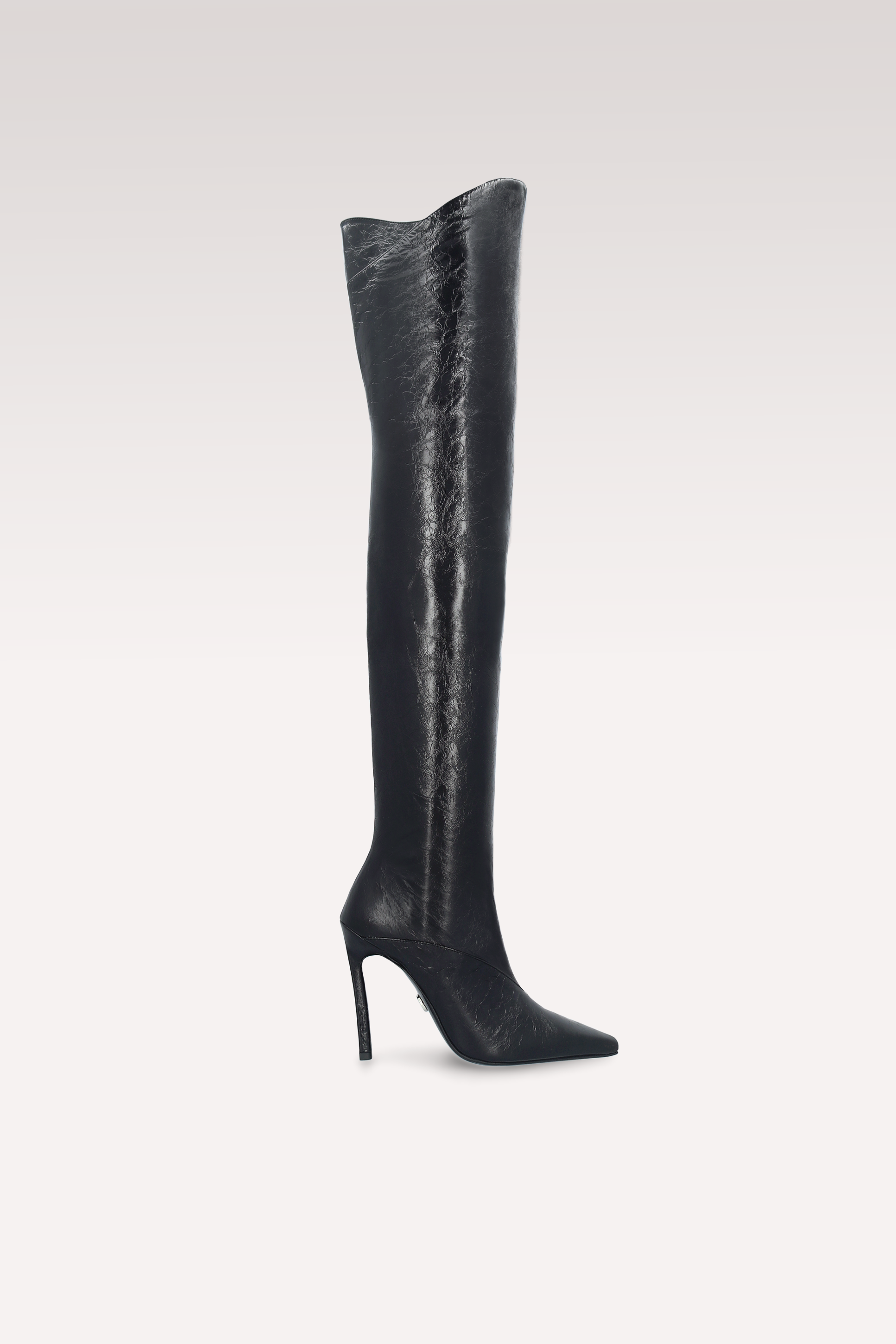 NADIA BLACK WRINKLED NAPPA OVER KNEE BOOTS