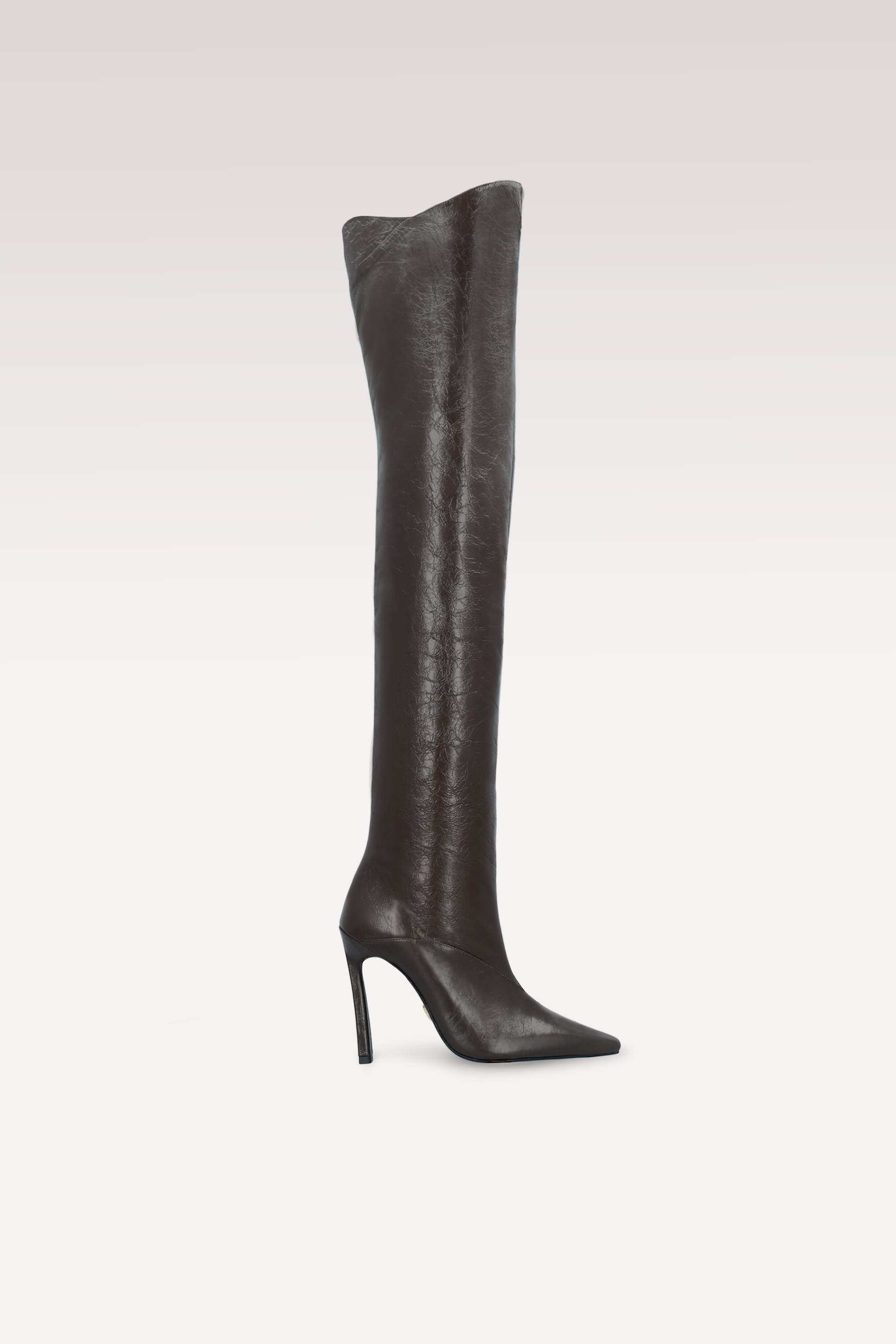 NADIA BROWN WRINKLED NAPPA OVER KNEE BOOTS