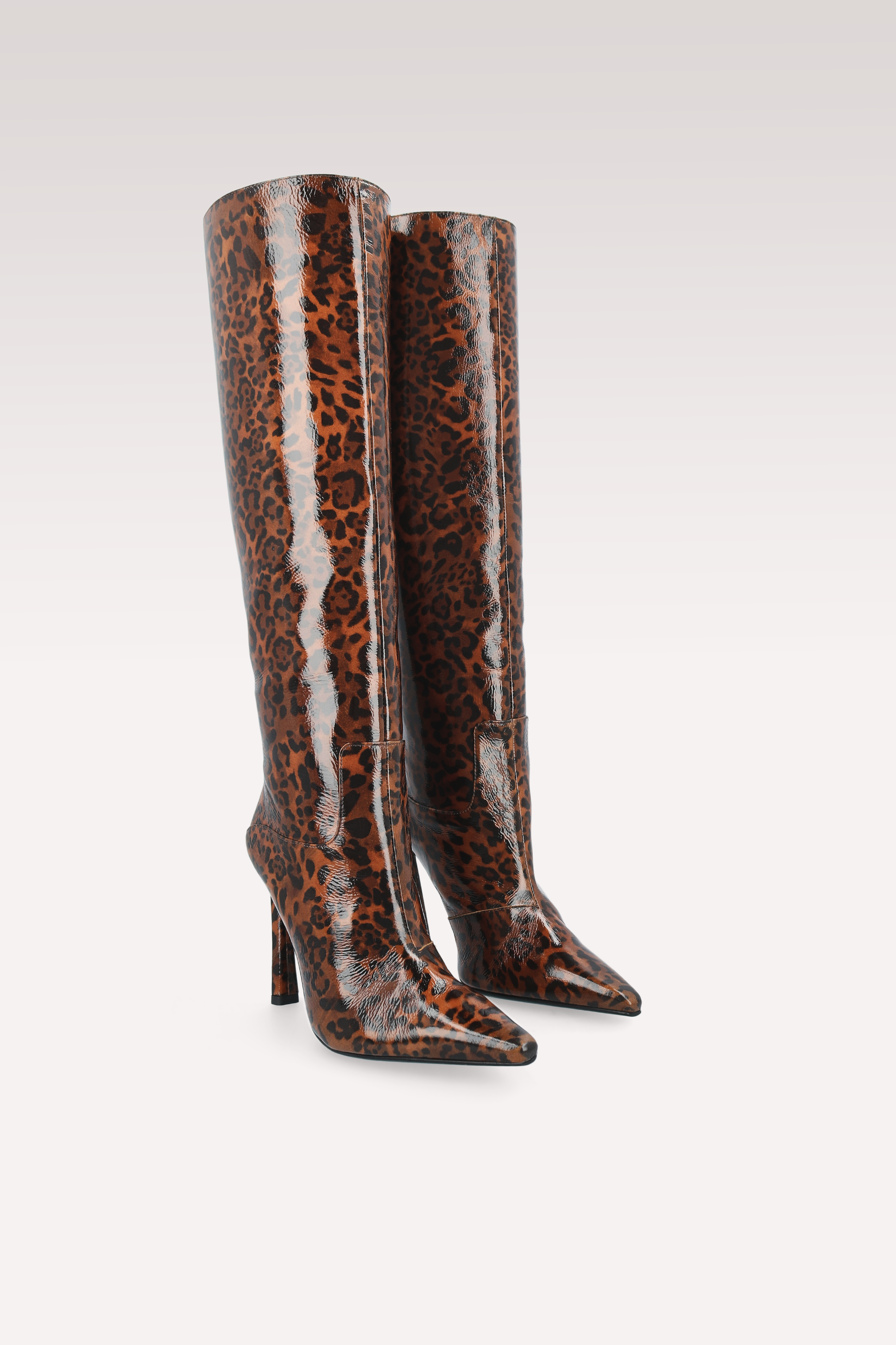 NATALIE BROWN LEOPARD PRINT LEATHER BOOTS