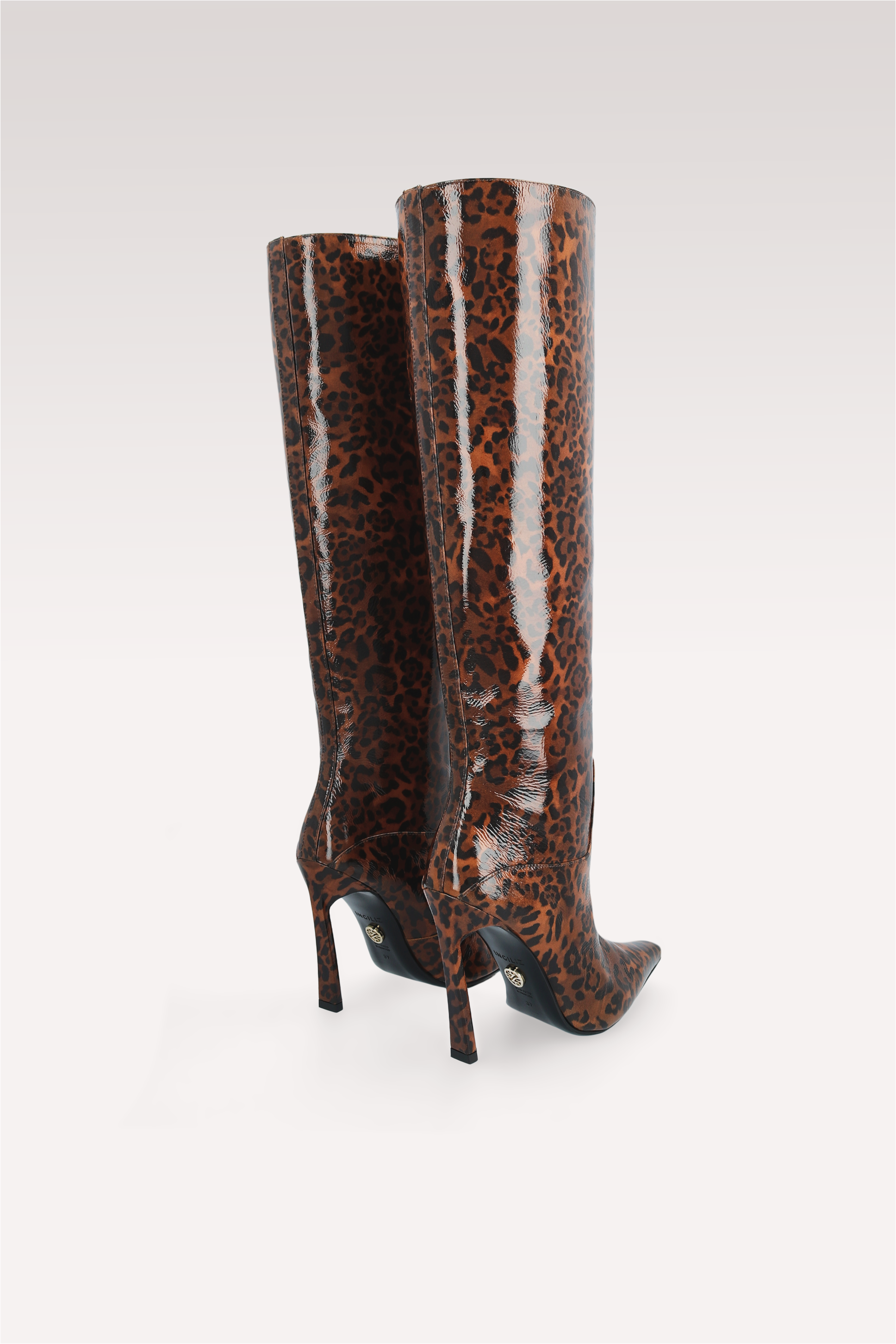 NATALIE BROWN LEOPARD PRINT LEATHER BOOTS