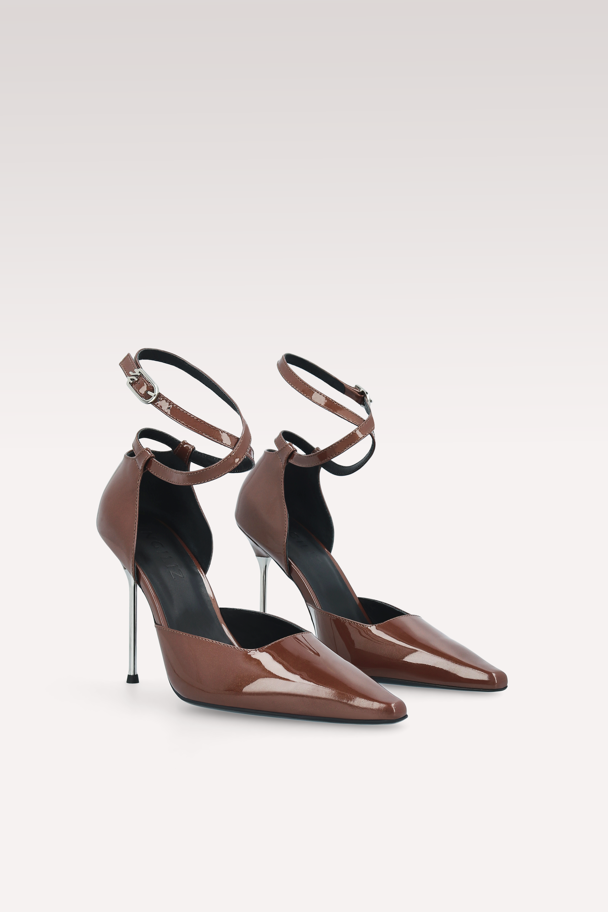 STAR BROWN PATENT LEATHER PUMPS AND DALIA SEMI PATENT LEATHER SHOULDER BAG