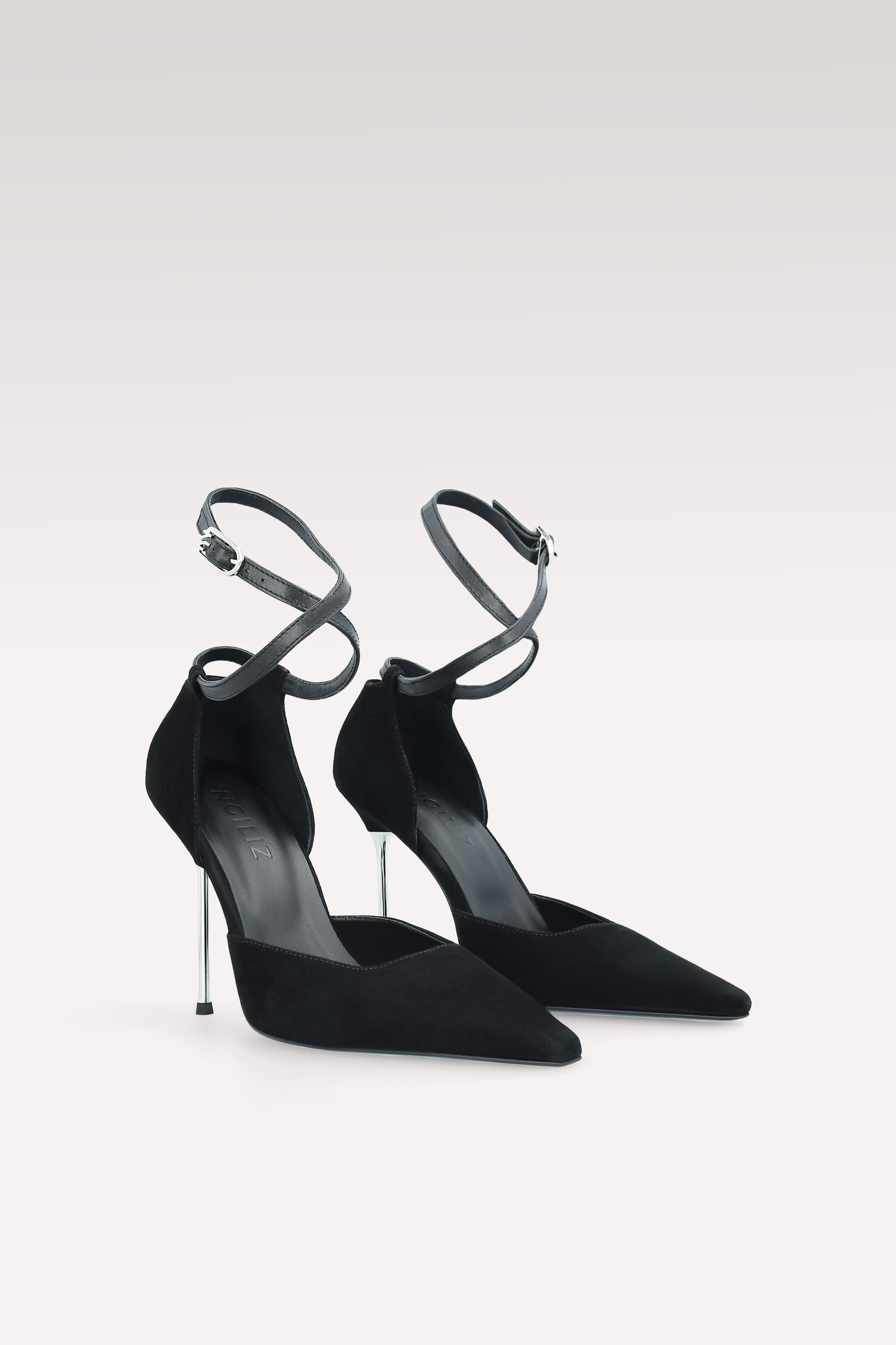 STAR BLACK SUEDE LEATHER PUMPS AND DALIA SEMI PATENT LEATHER SHOULDER BAG