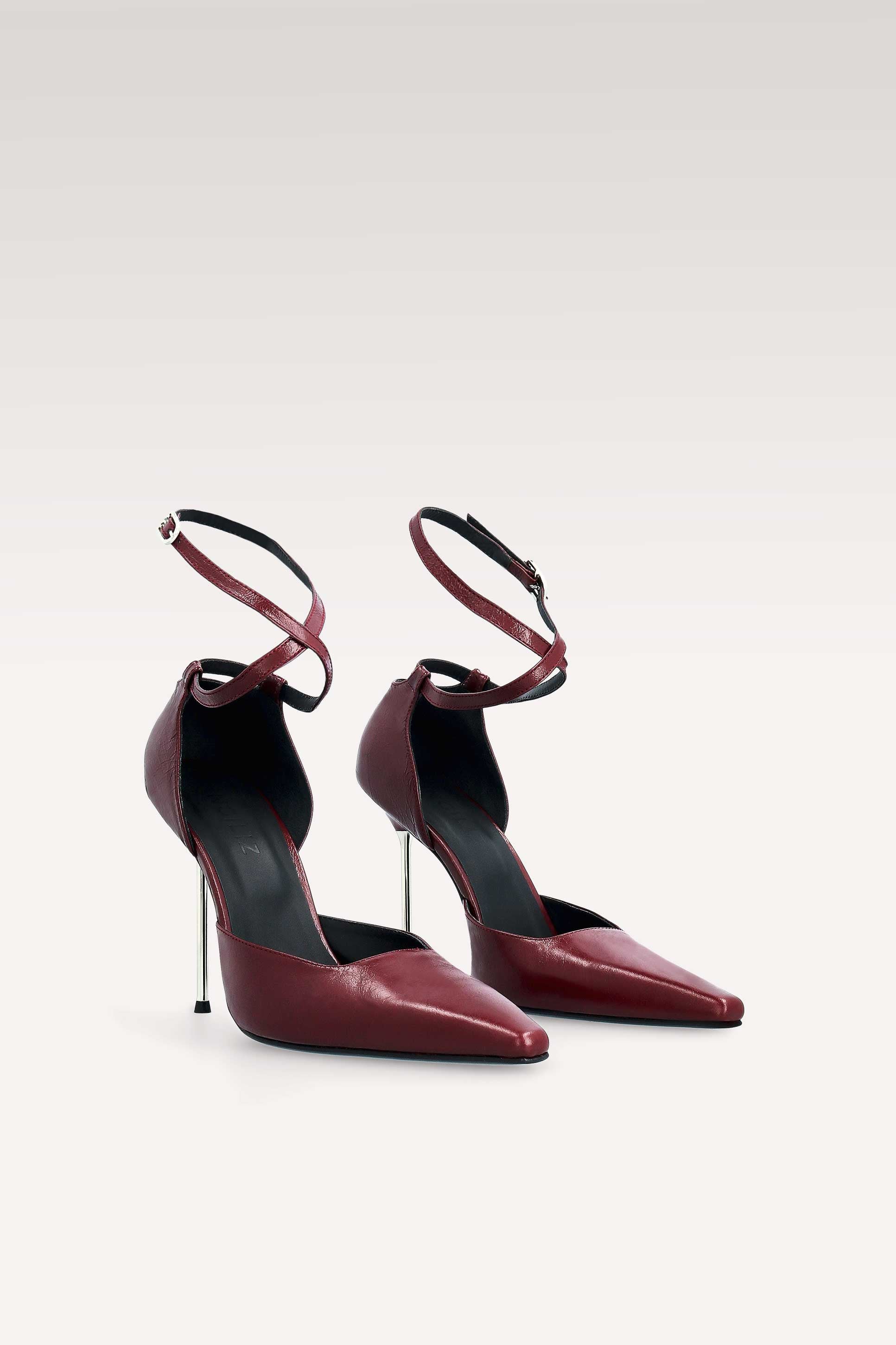 STAR CHERRY WRINKLED NAPPA LEATHER PUMPS