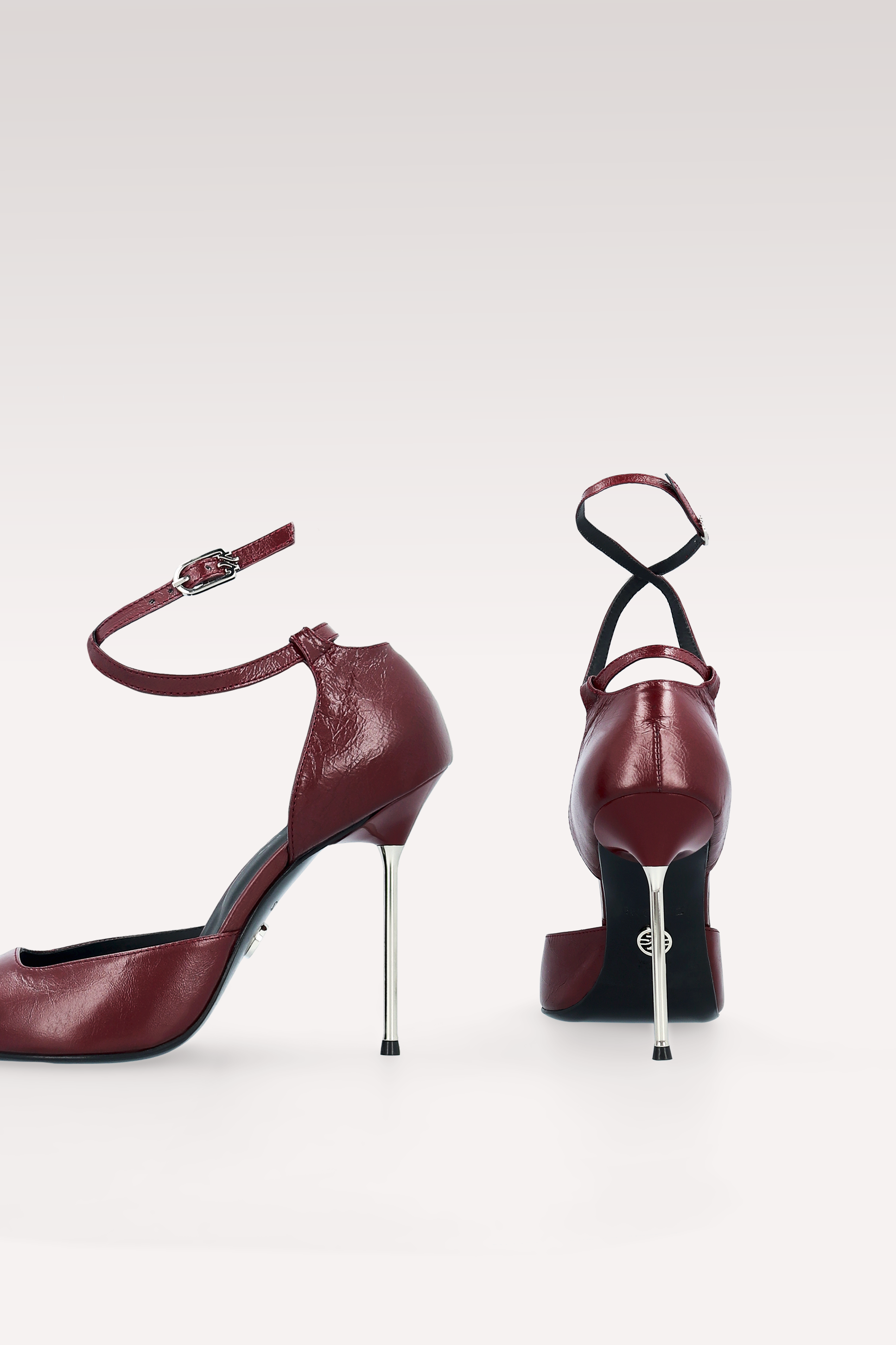 STAR CHERRY WRINKLED NAPPA LEATHER PUMPS