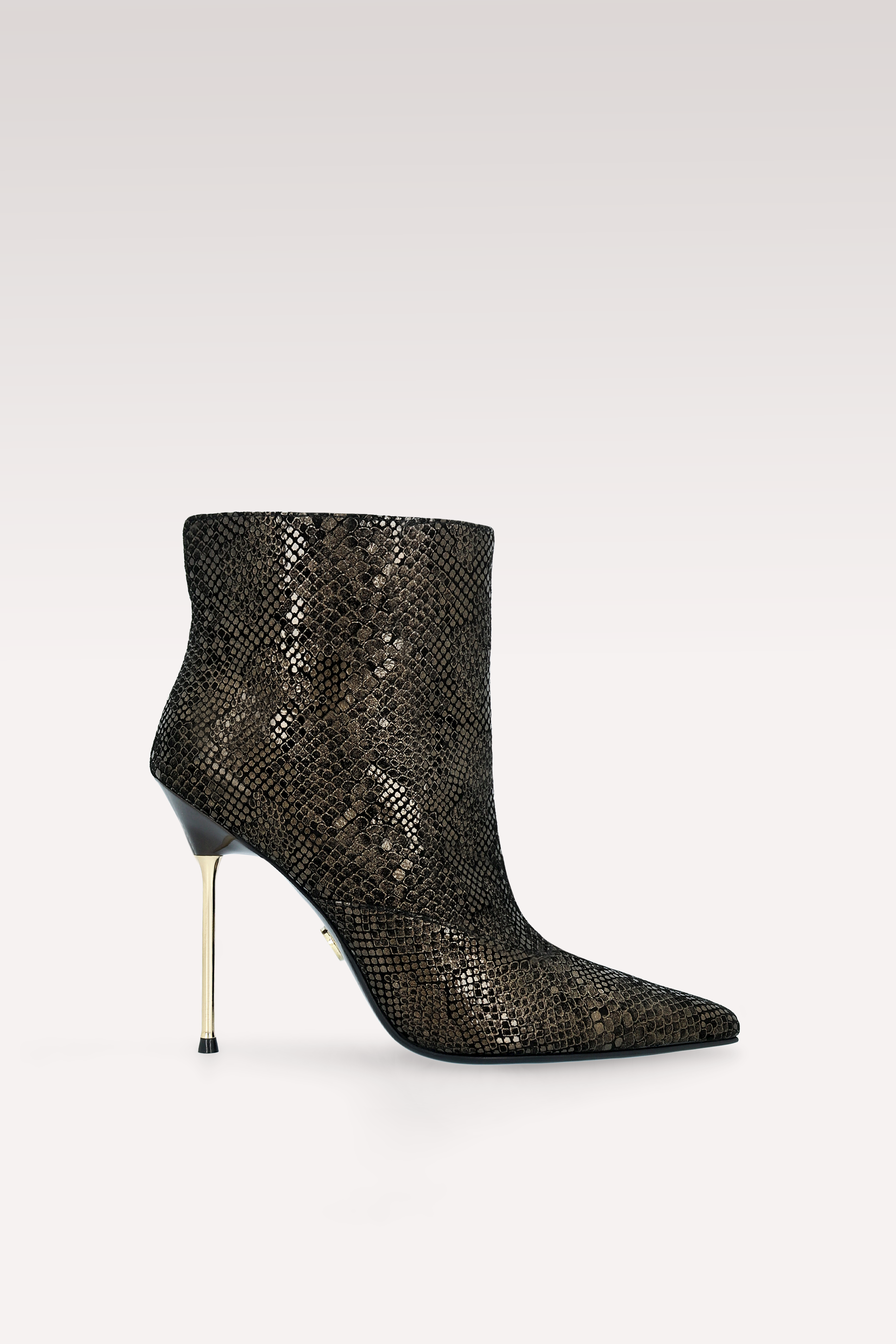 STACY GOLDEN PYTHON PRINT LEATHER ANKLE BOOTS