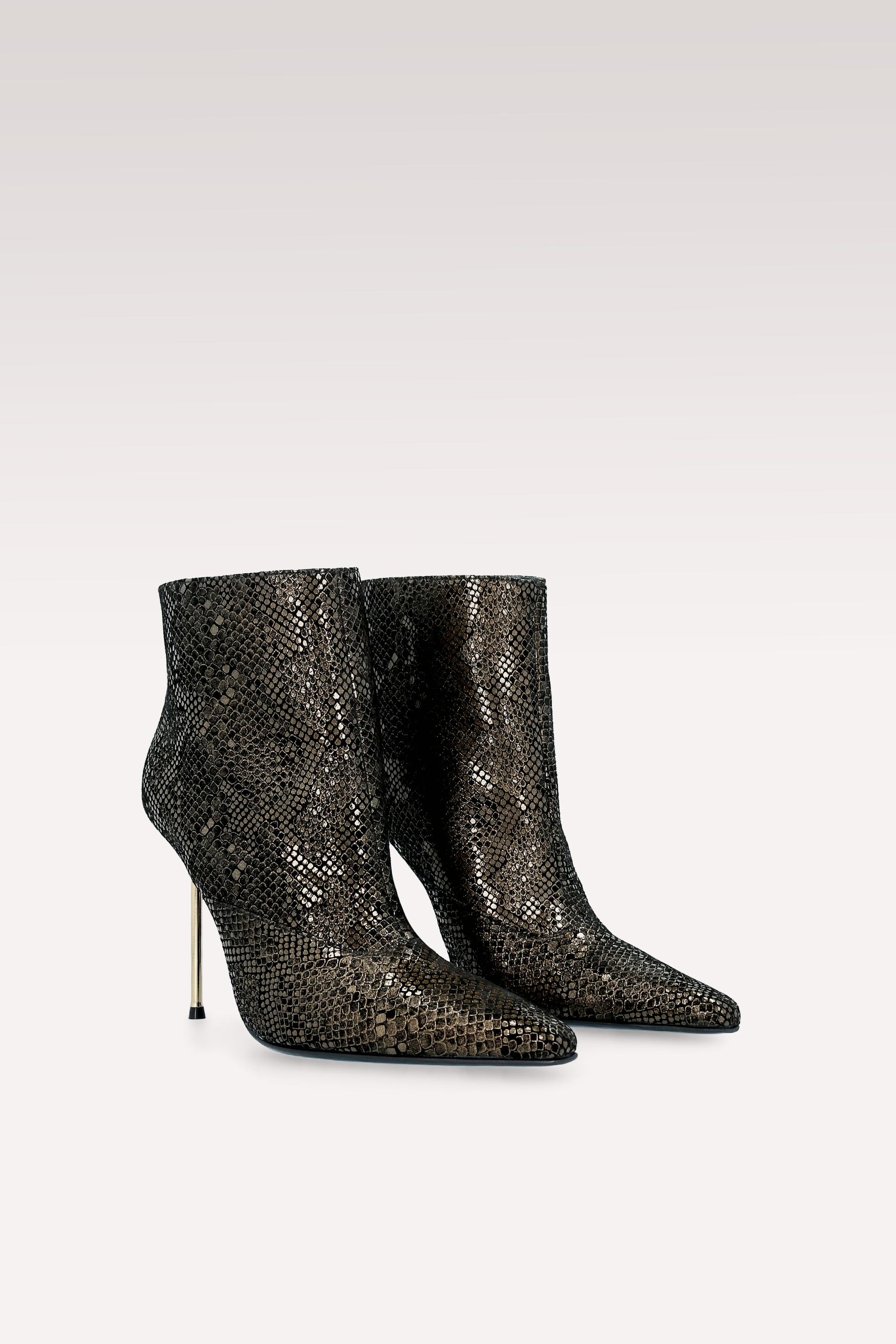 STACY GOLDEN PYTHON PRINT LEATHER ANKLE BOOTS