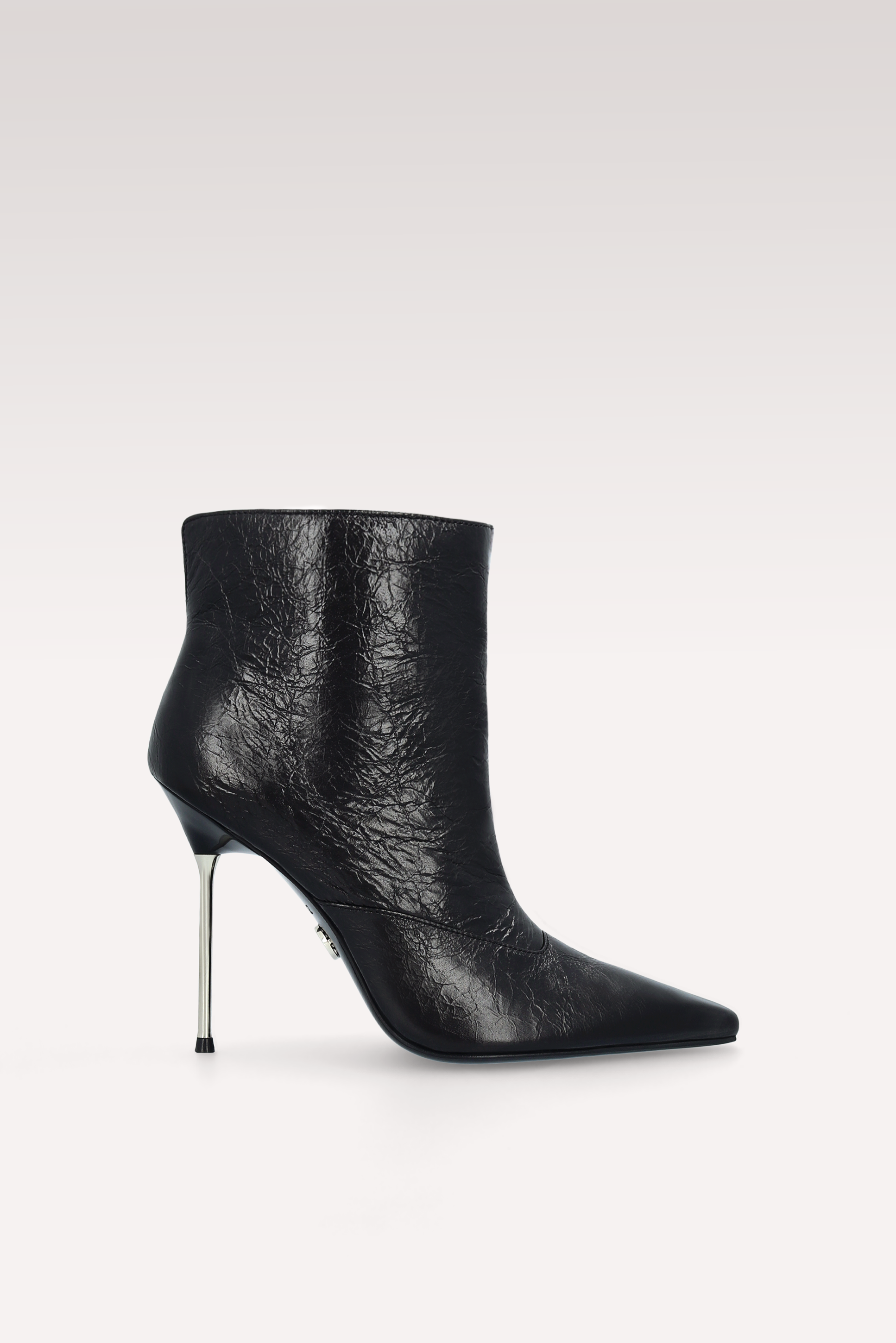 STACY BLACK WRINKLED NAPPA LEATHER ANKLE BOOTS