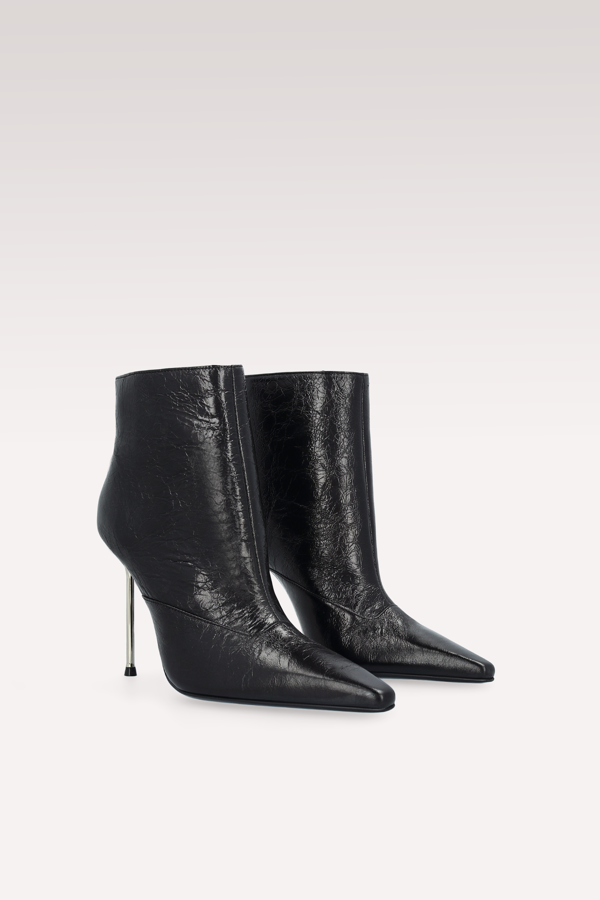 STACY BLACK WRINKLED NAPPA LEATHER ANKLE BOOTS