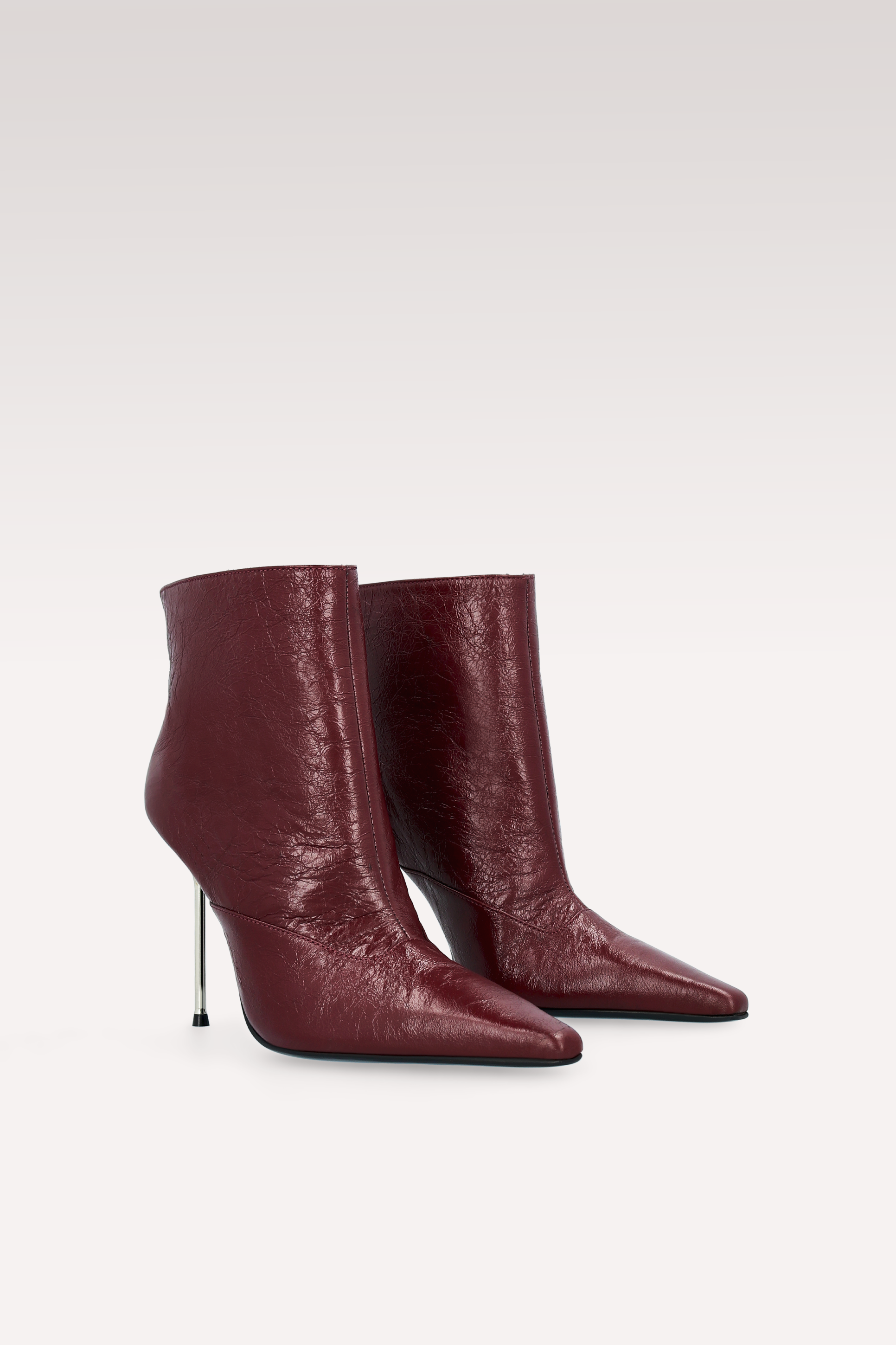STACY CHERRY WRINKLED NAPPA LEATHER ANKLE BOOTS