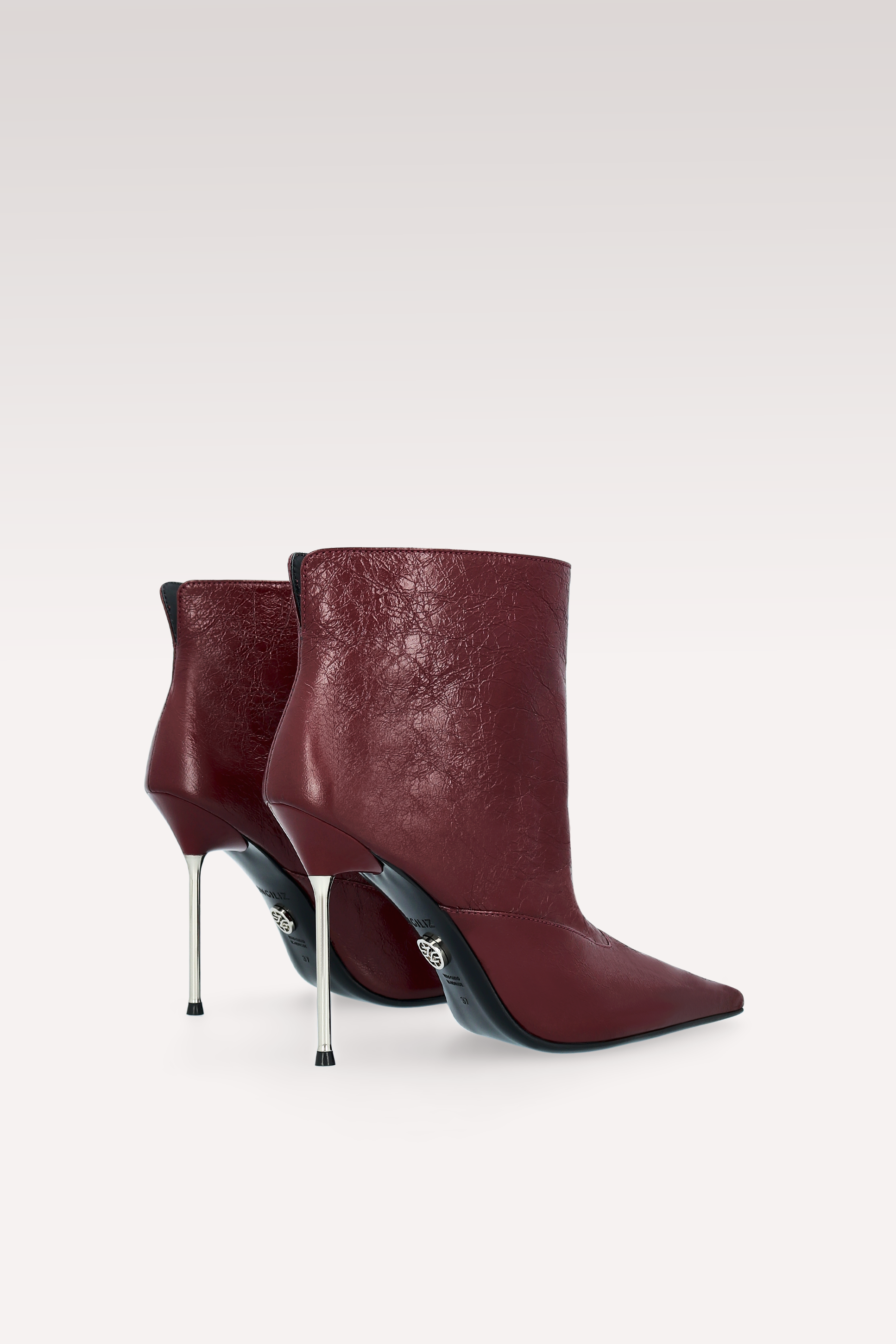 STACY CHERRY WRINKLED NAPPA LEATHER ANKLE BOOTS